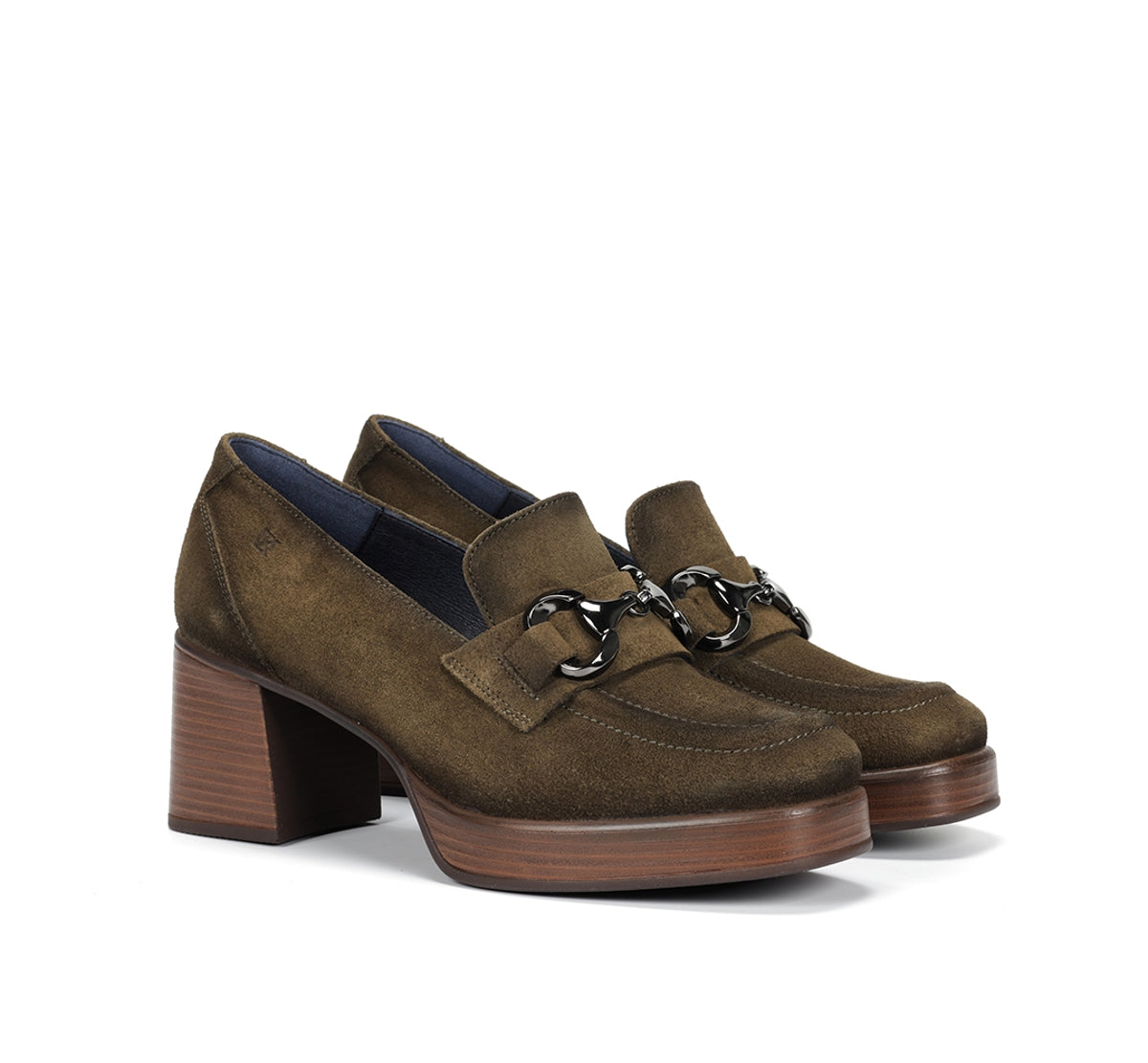 Dorking Cristel D9155 mocassins femme verts plateforme