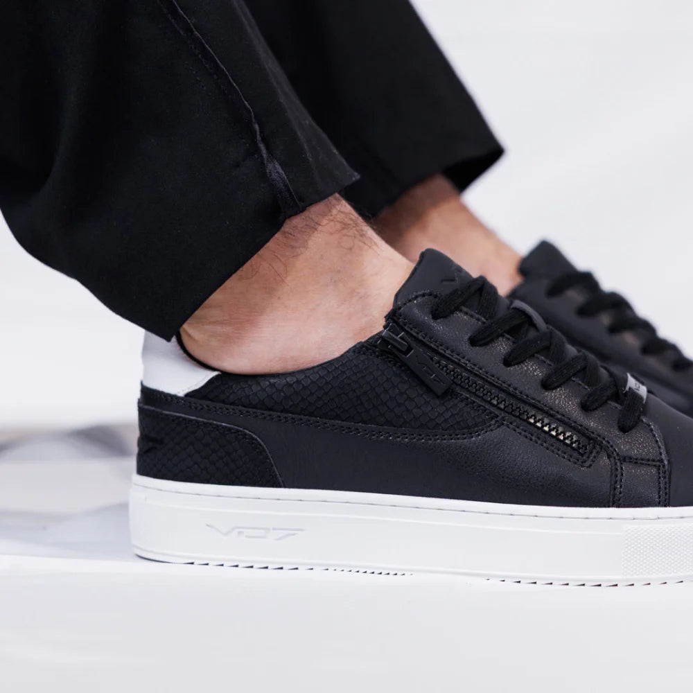 VO7 Roma Snake Black sneakers cuir noir zip
