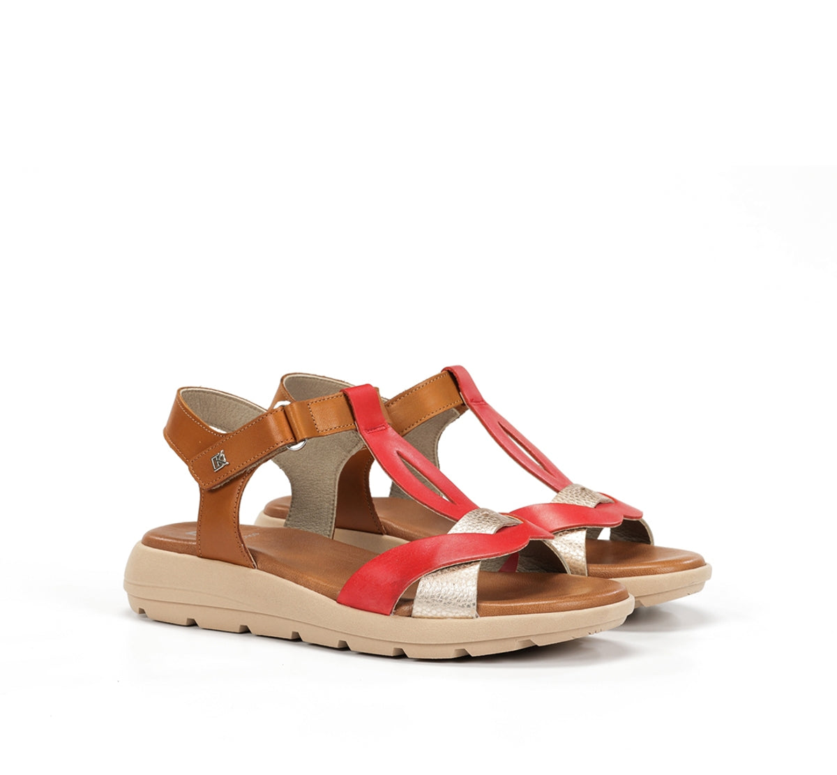 Dorking Gandia D9466 Sandales Rouge Femme Boucle