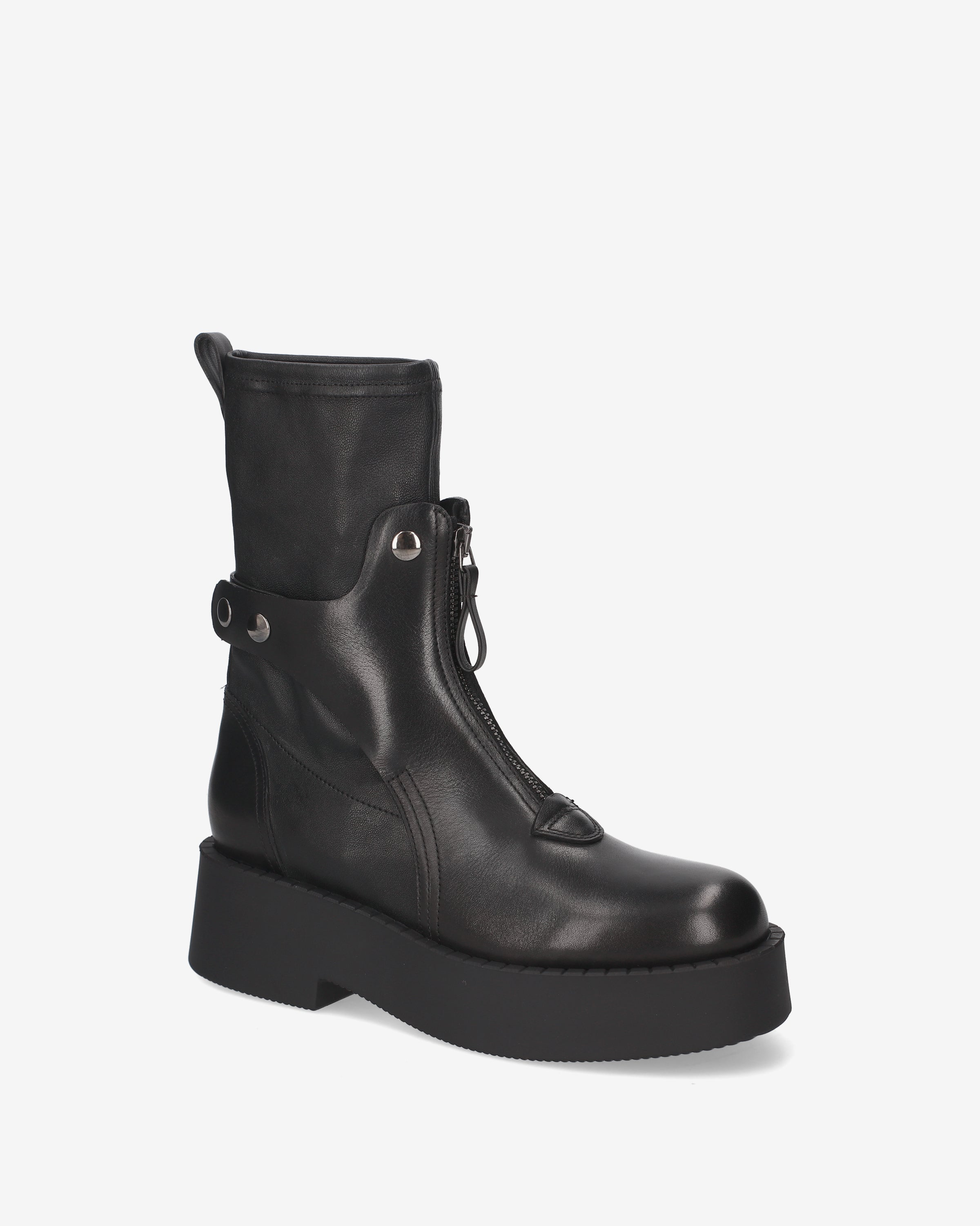 Premiata Boots bottines femme cuir noir cloutées plateforme
