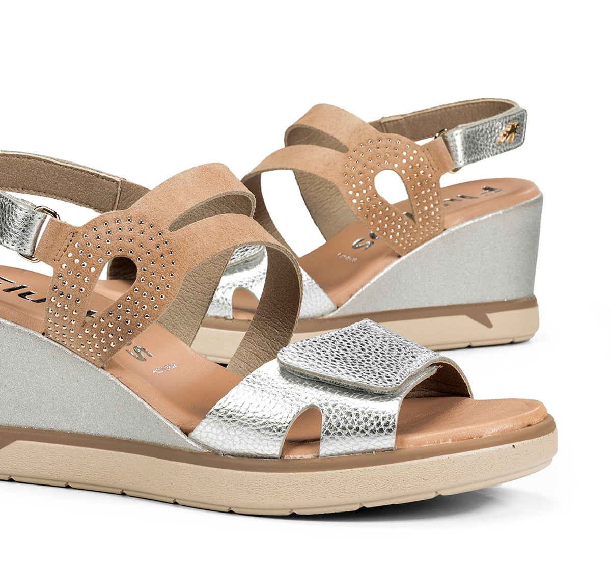 Fluchos Smash F2169 sandales femme argent compensées