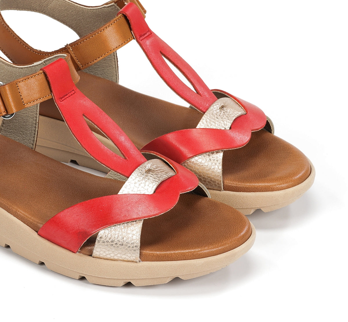Dorking Gandia D9466 Sandales Rouge Femme Boucle