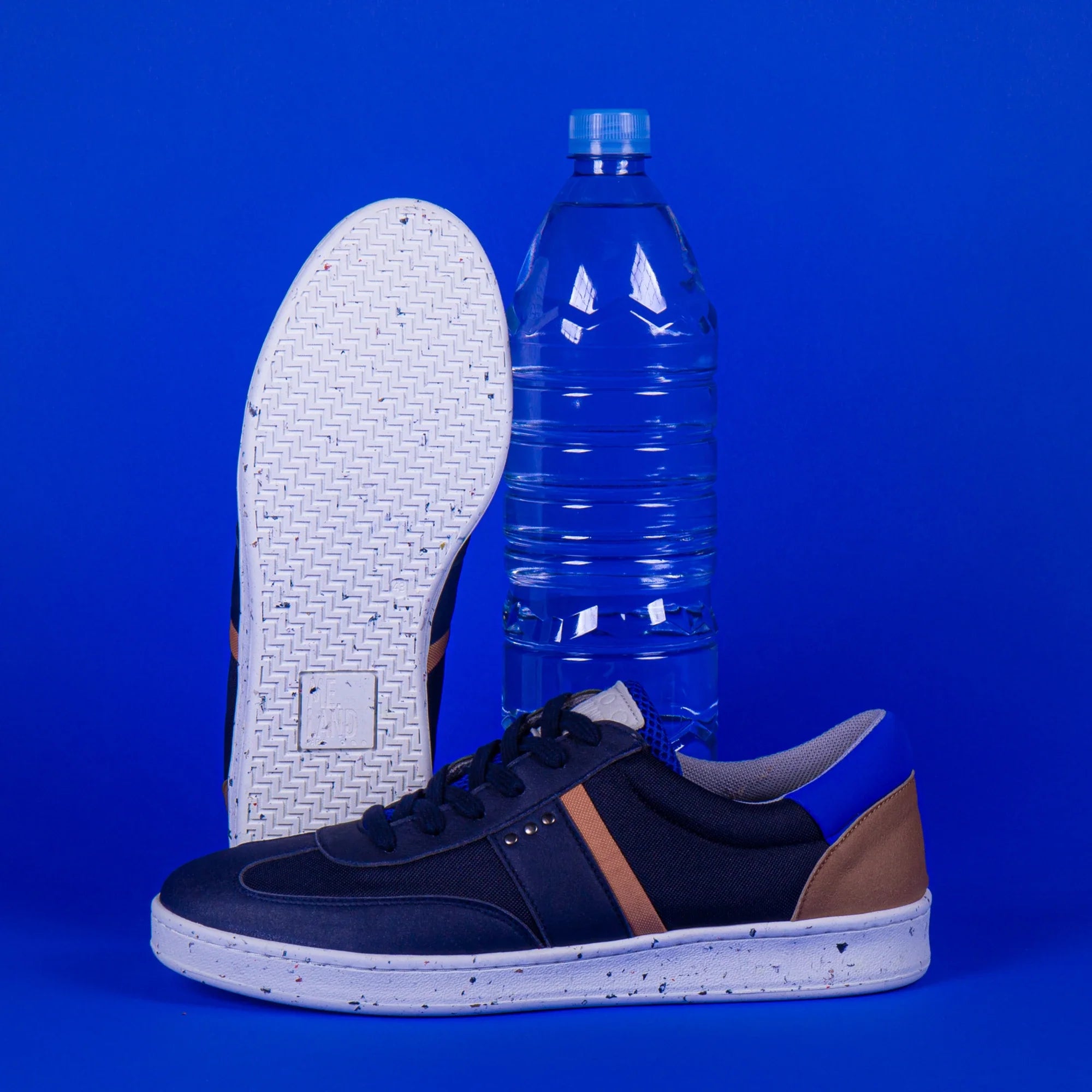Me.Land Vivace basket vegan marine bleu cognac nylon