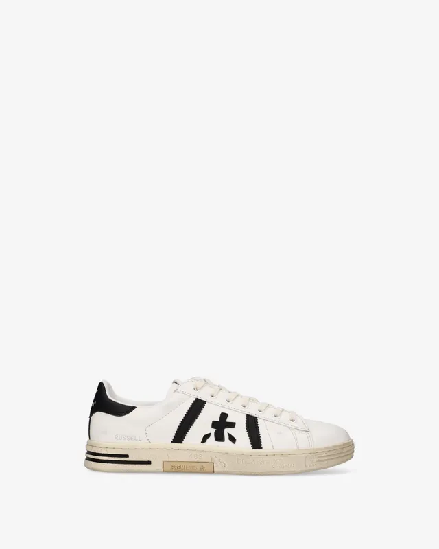Premiata Russell 8561 baskets cuir crème noir