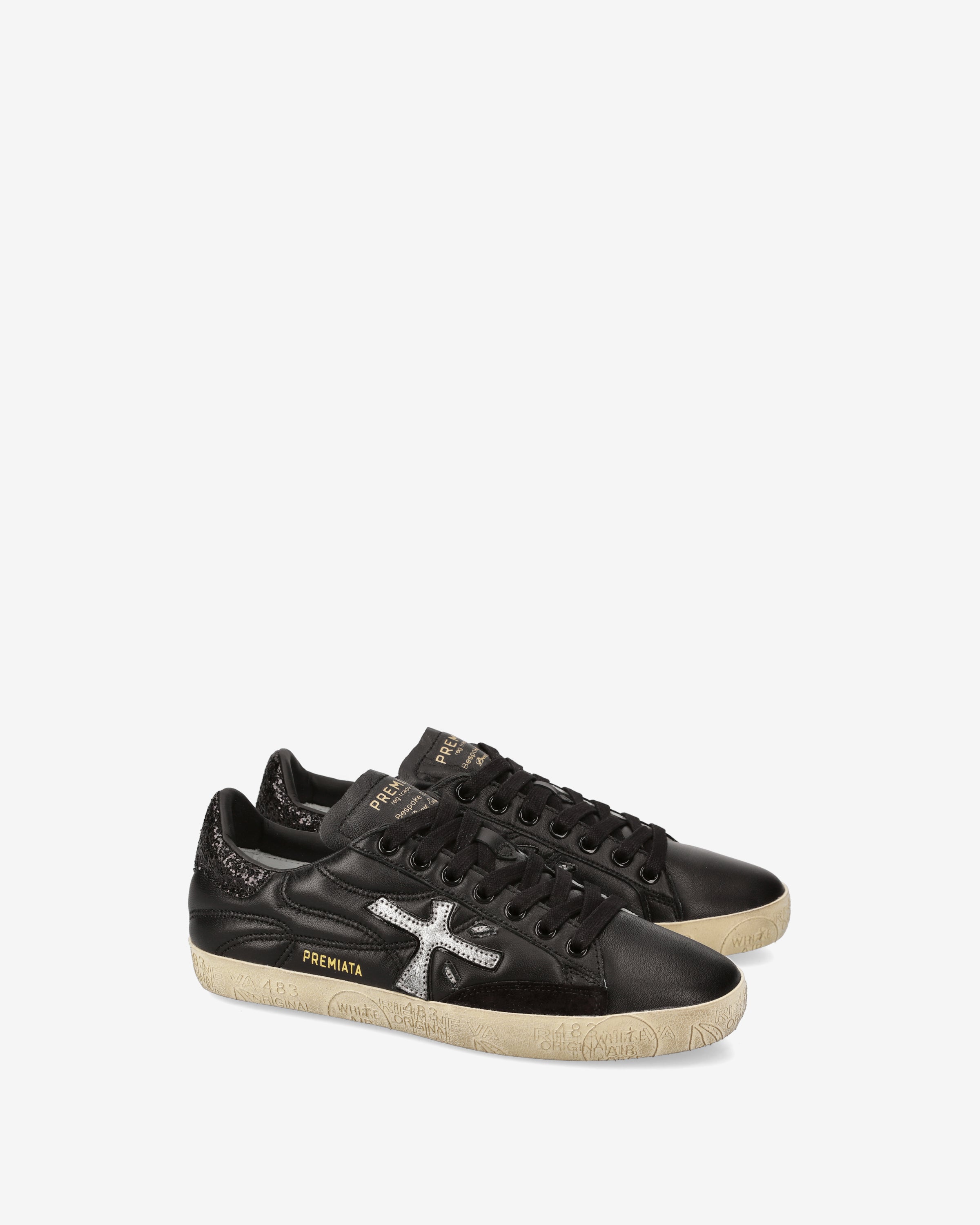 Premiata Stevend 7614 baskets femme noir argent