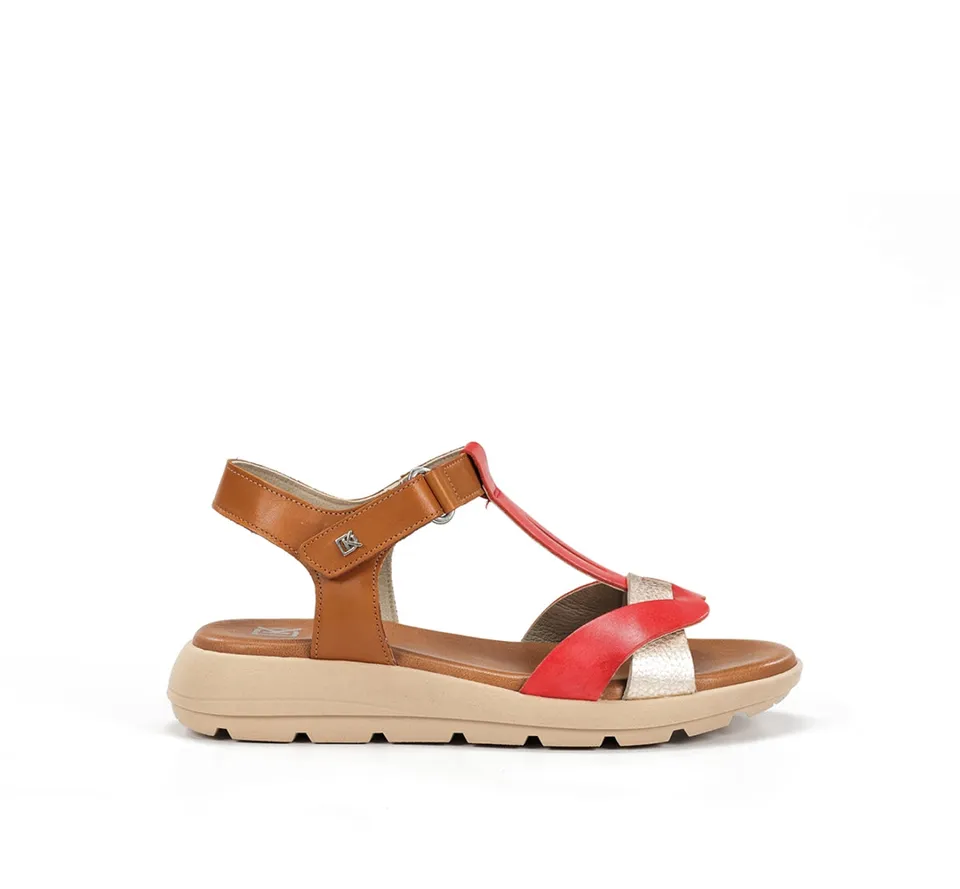 Dorking Gandia D9466 Sandales Rouge Femme Boucle