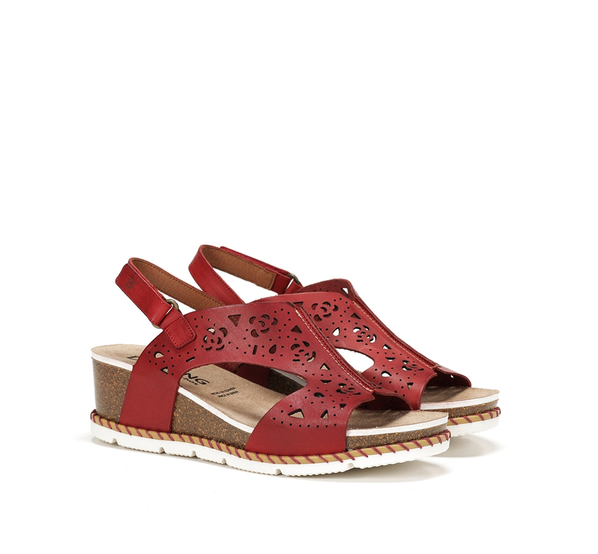 Dorking by Fluchos Gold D9319 sandales compensées rouges