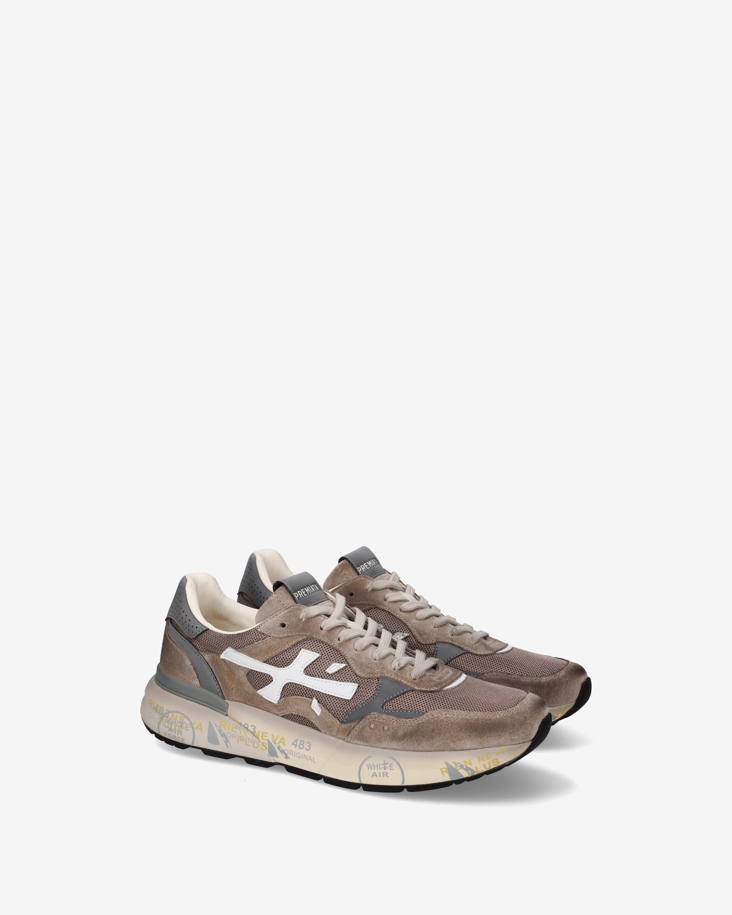 Premiata Mick 8118 baskets taupe daim et mesh