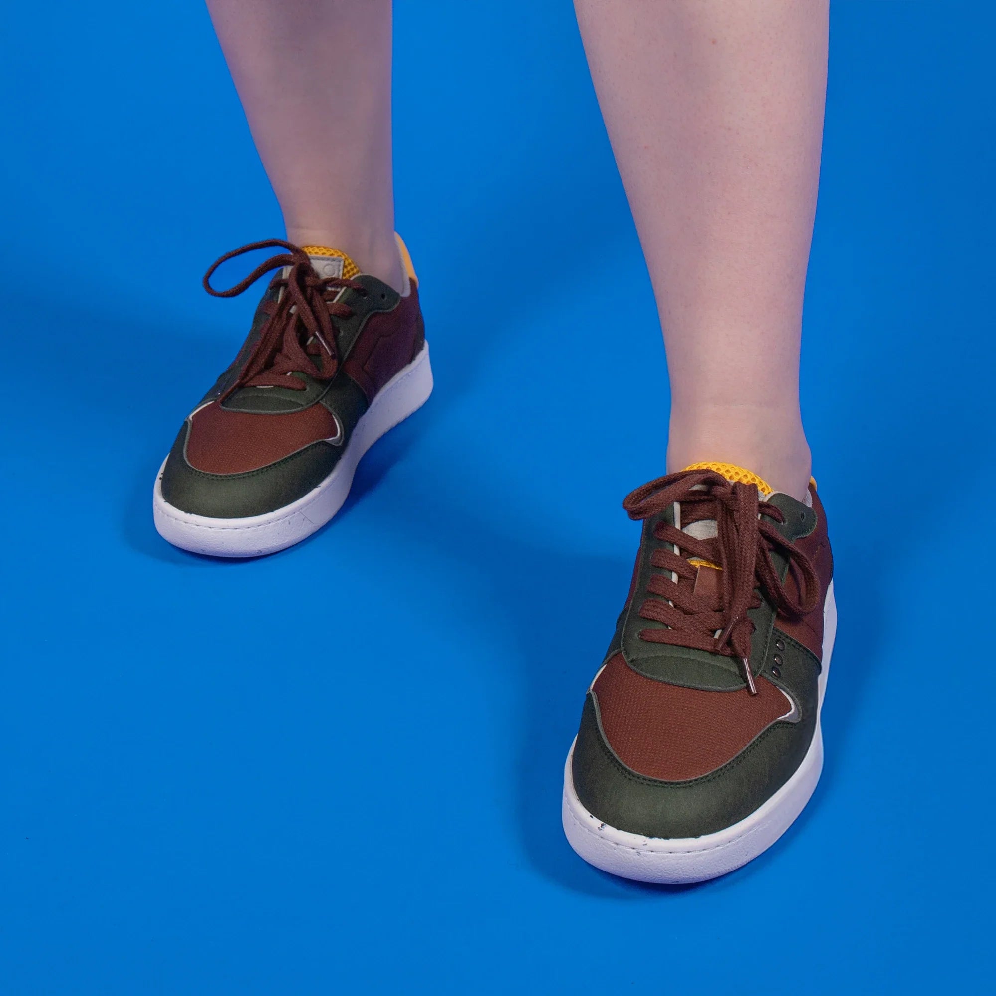 Me.Land Evan baskets vegan marron kaki jaune