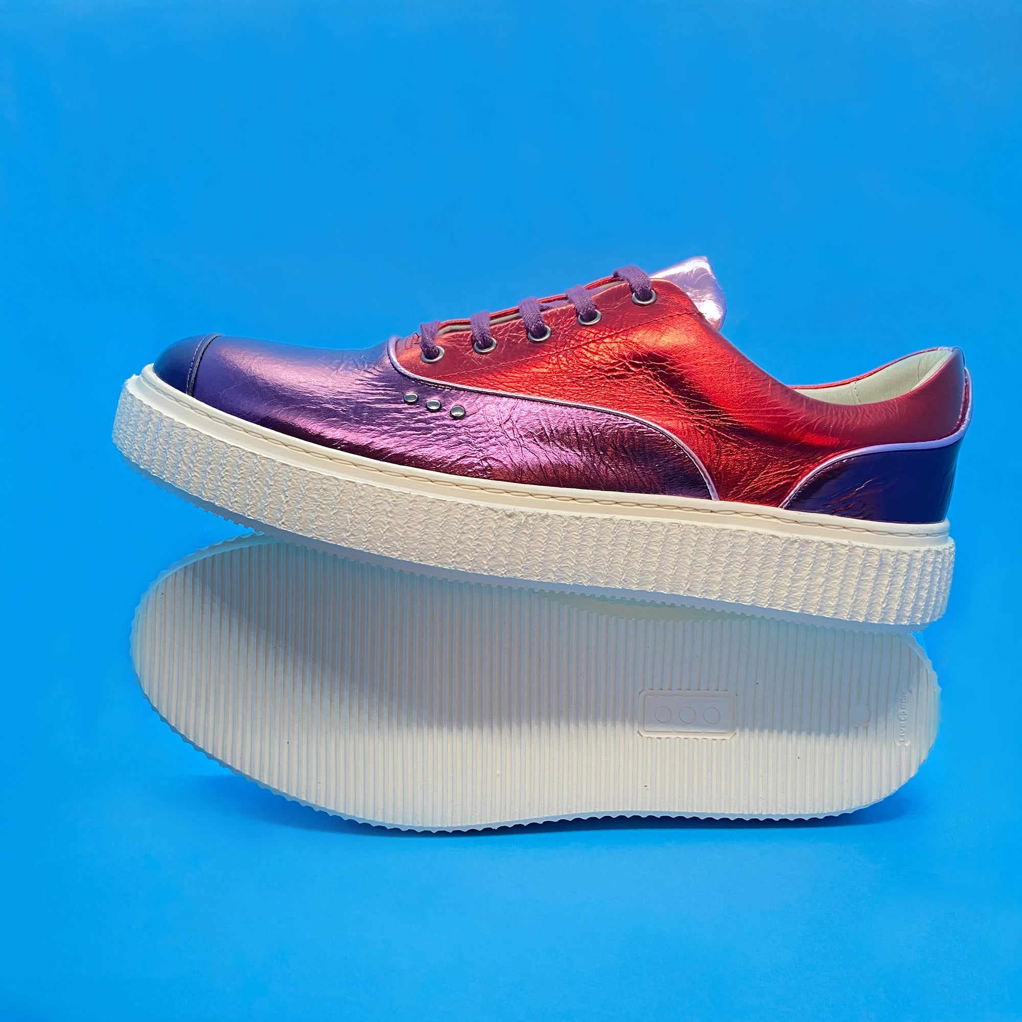 Me.Land Meaker basket cuir rose métallisé multicolore