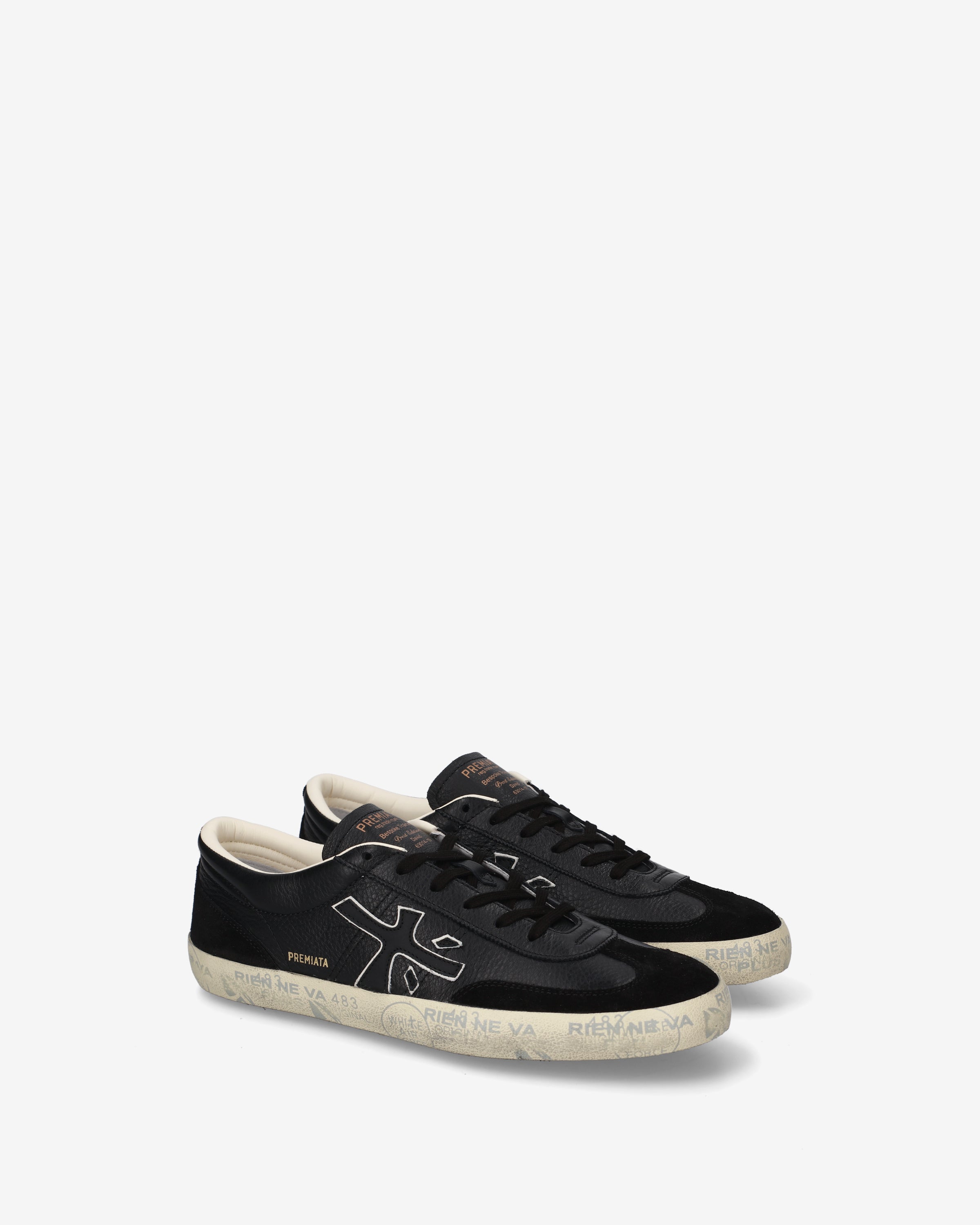 Premiata David 8285 sneakers homme noir cuir perforé