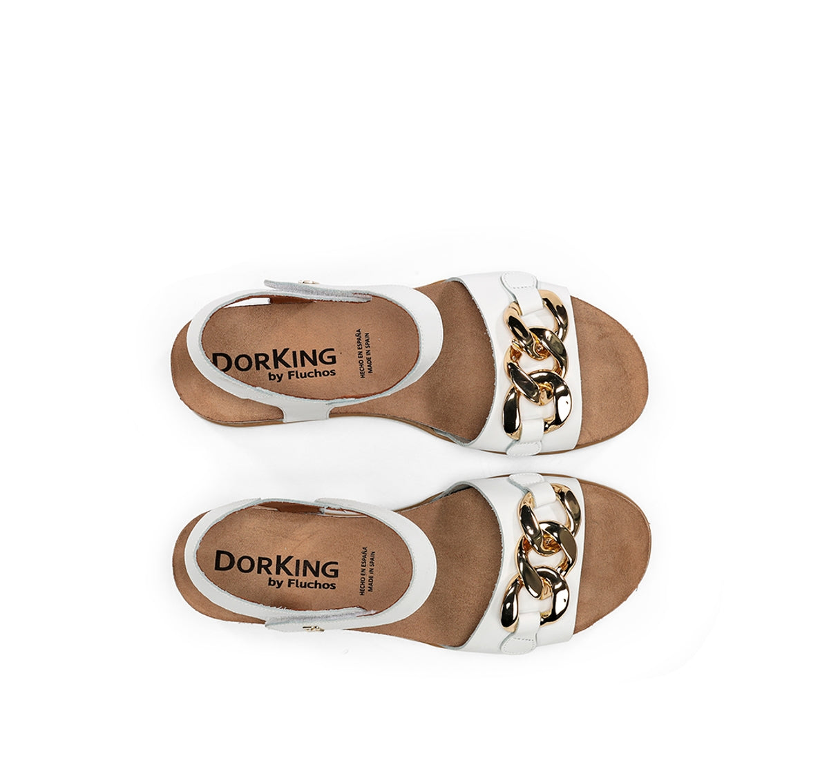 Dorking by Fluchos Gold D9511 sandales femme blanches compensées