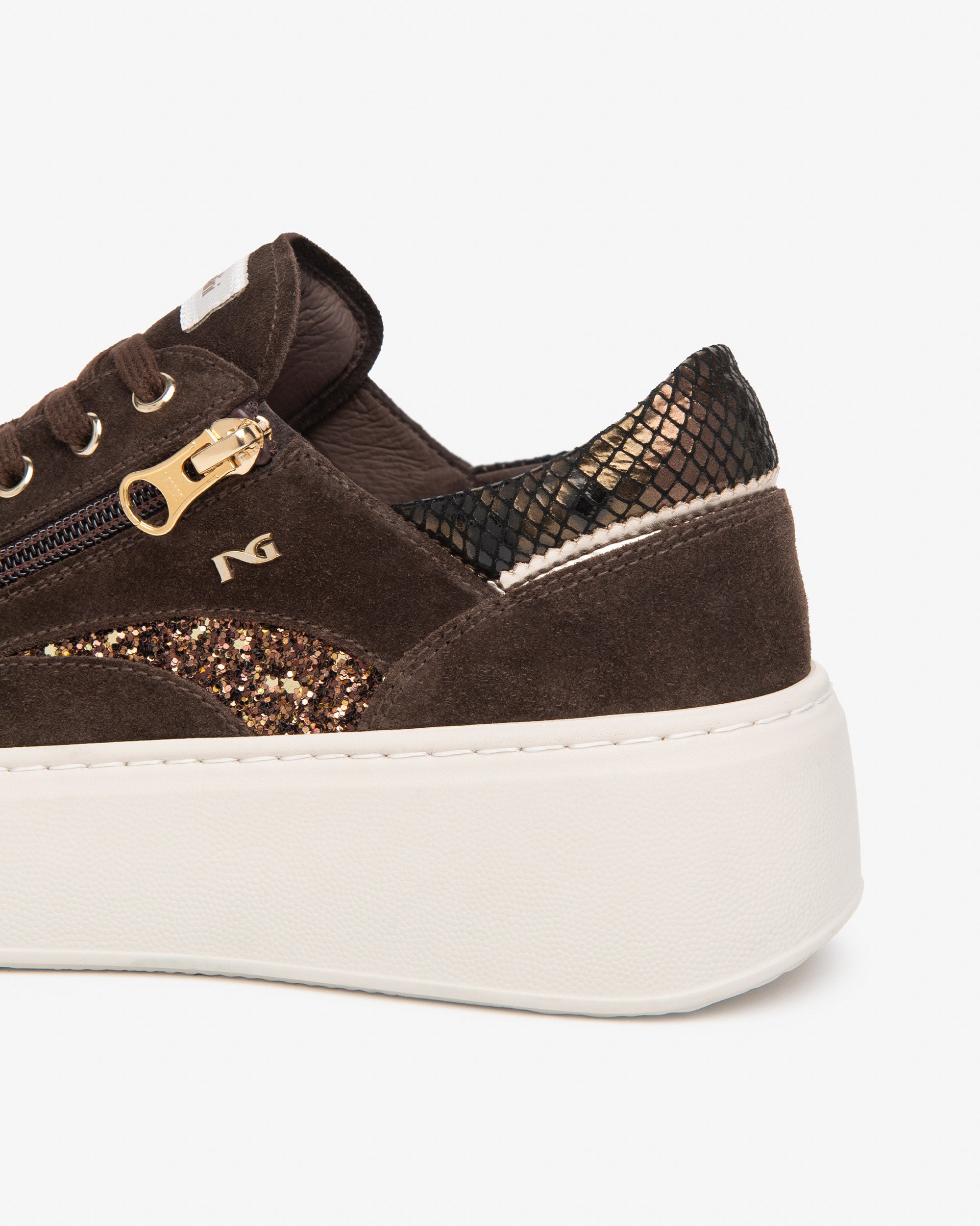 Nero Giardini Sneakers femme plateforme suède baskets zip
