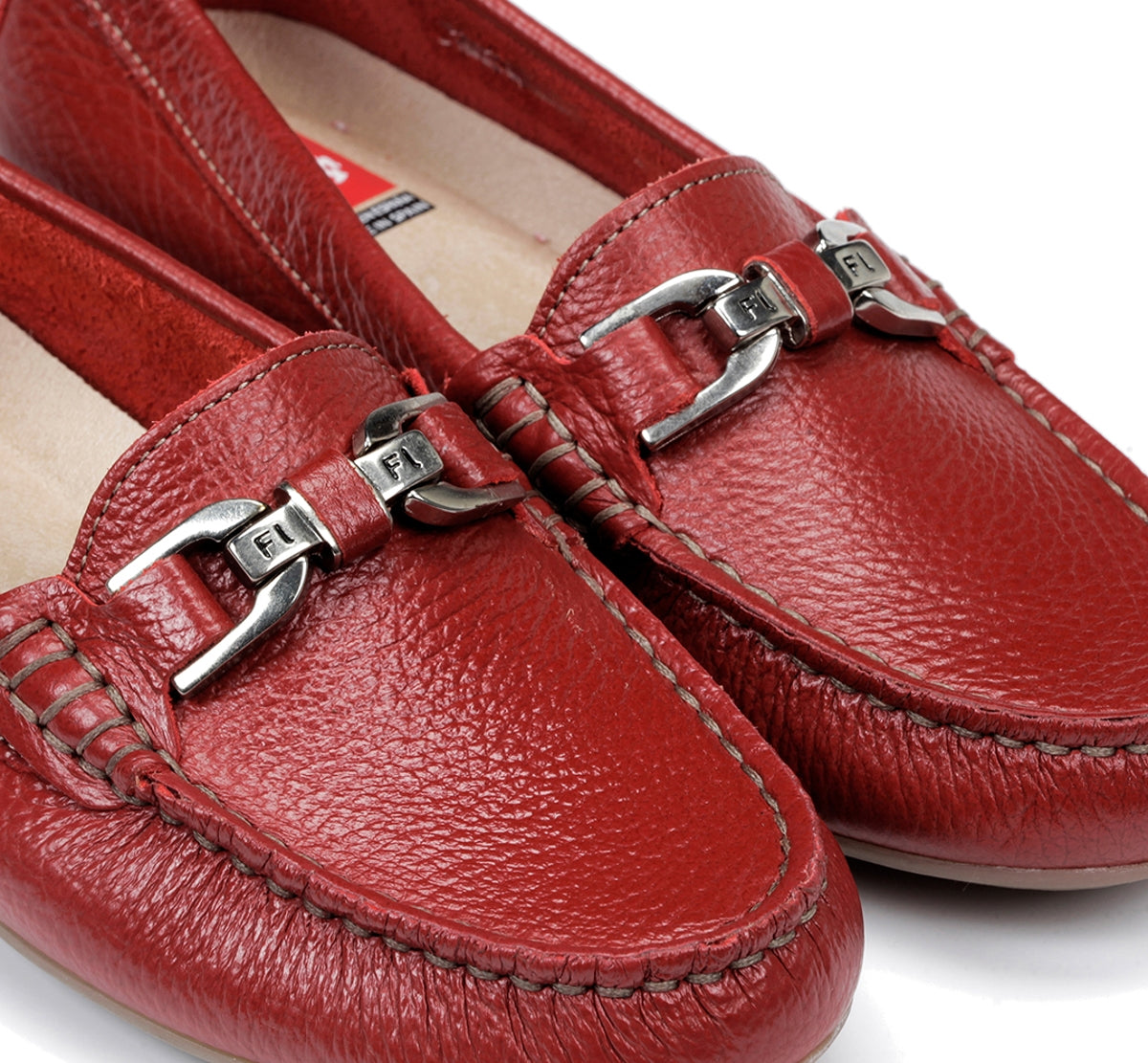 Fluchos Bruni F0804 Mocassins Rouge Cuir Femme