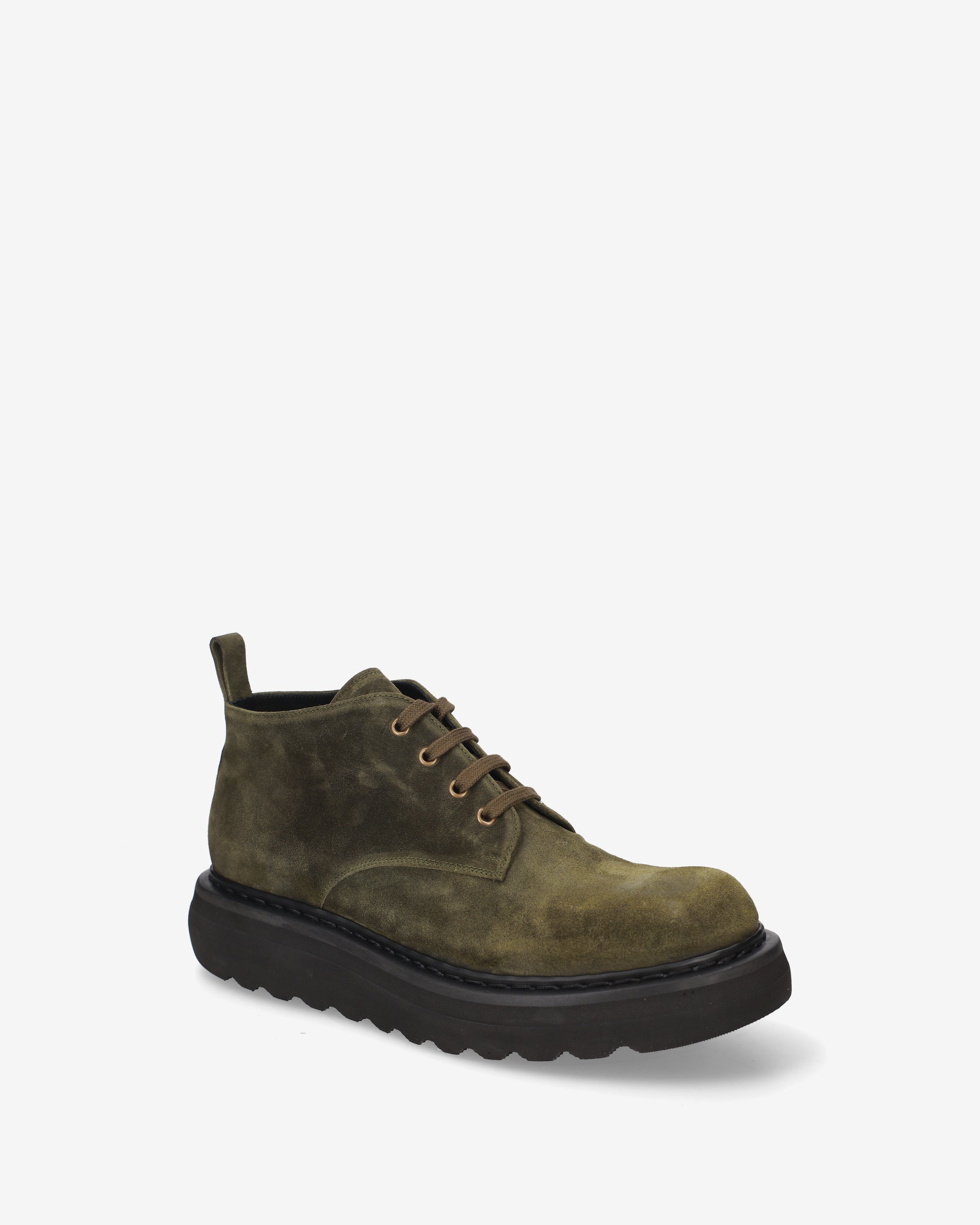 Premiata Boots olive lacets plateforme daim
