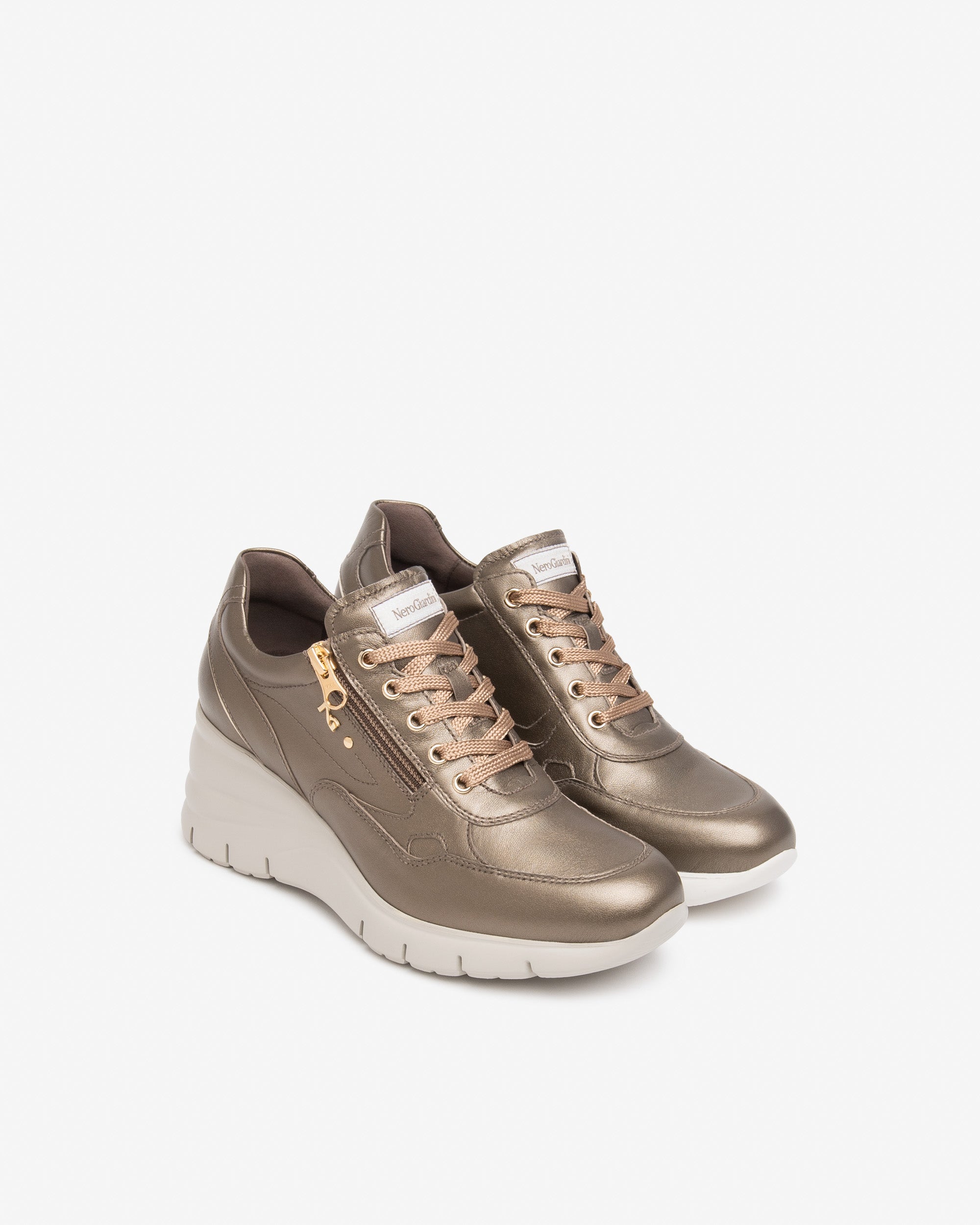 Nero Giardini Sneakers cuir femme compensées zip