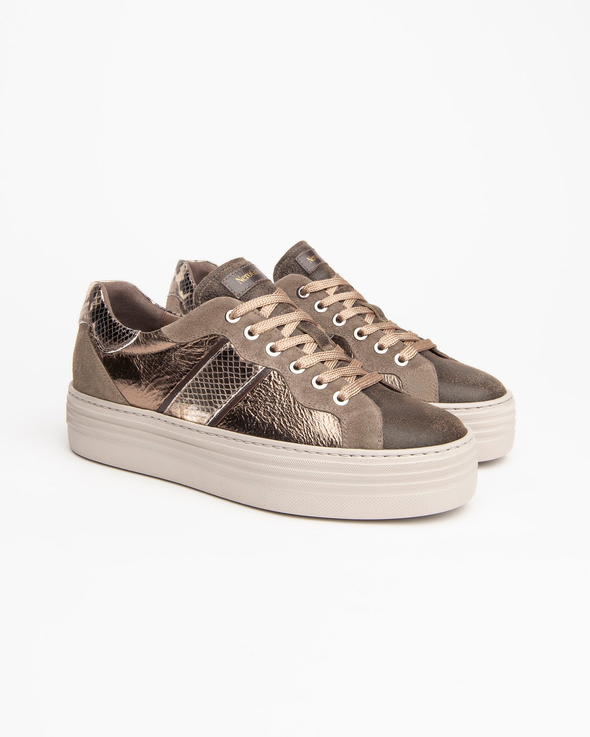 Nero Giardini Sneakers baskets cuir femme plateforme 4 cm