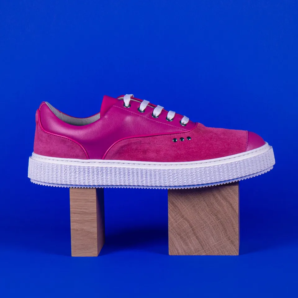 Me.Land Meaker baskets cuir daim rose unisexe