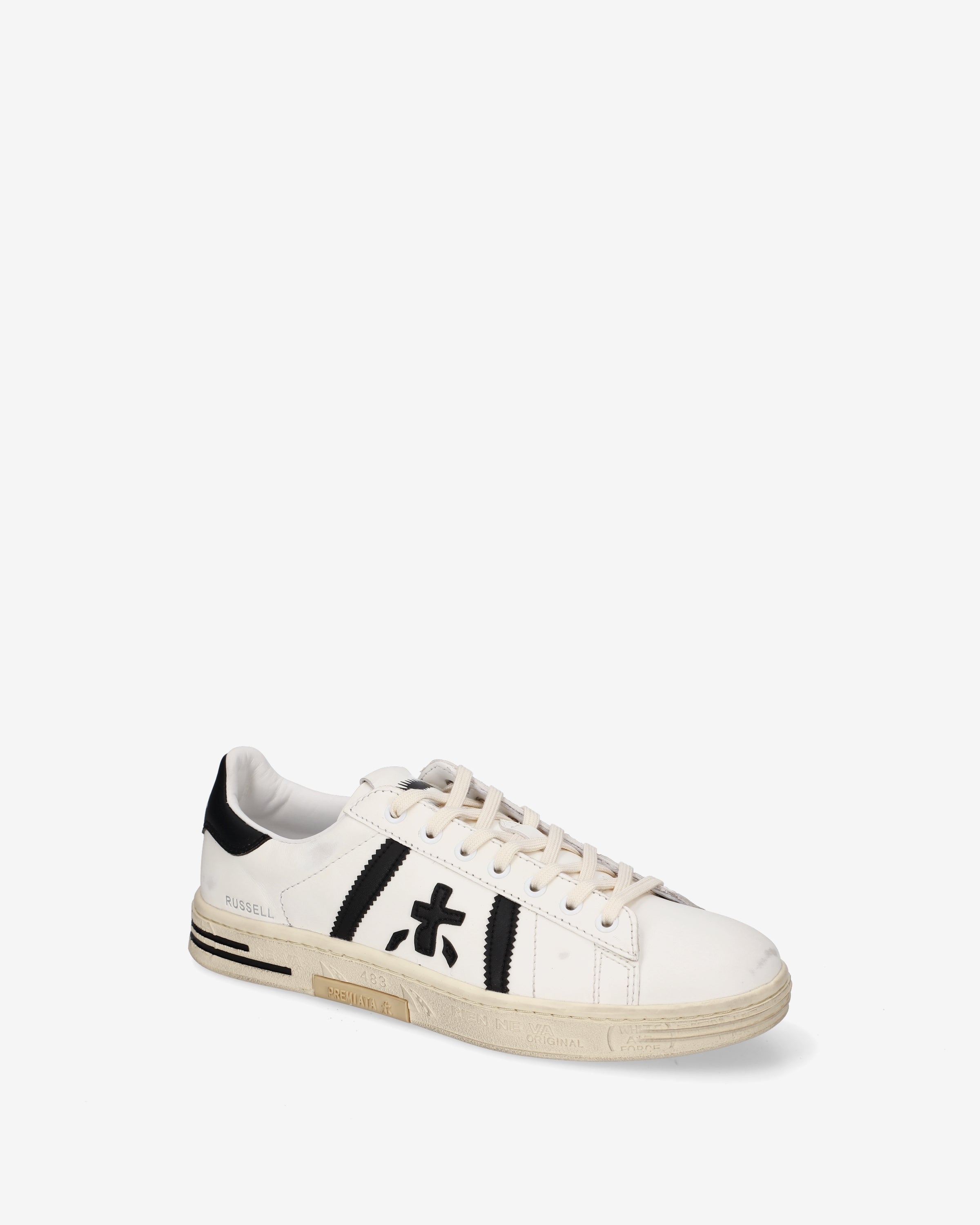 Premiata Russell 8561 baskets cuir crème noir