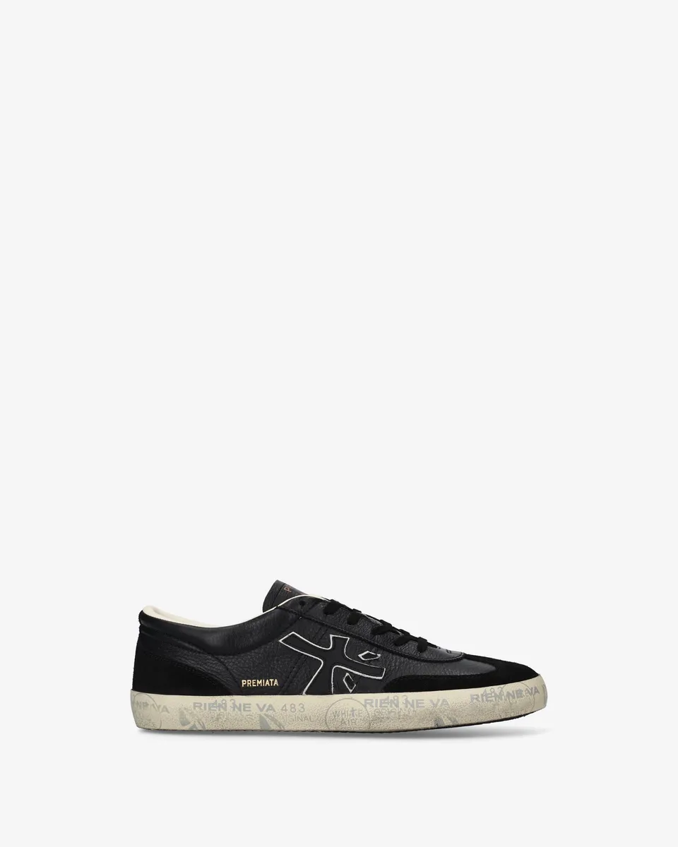 Premiata David 8285 sneakers homme noir cuir perforé