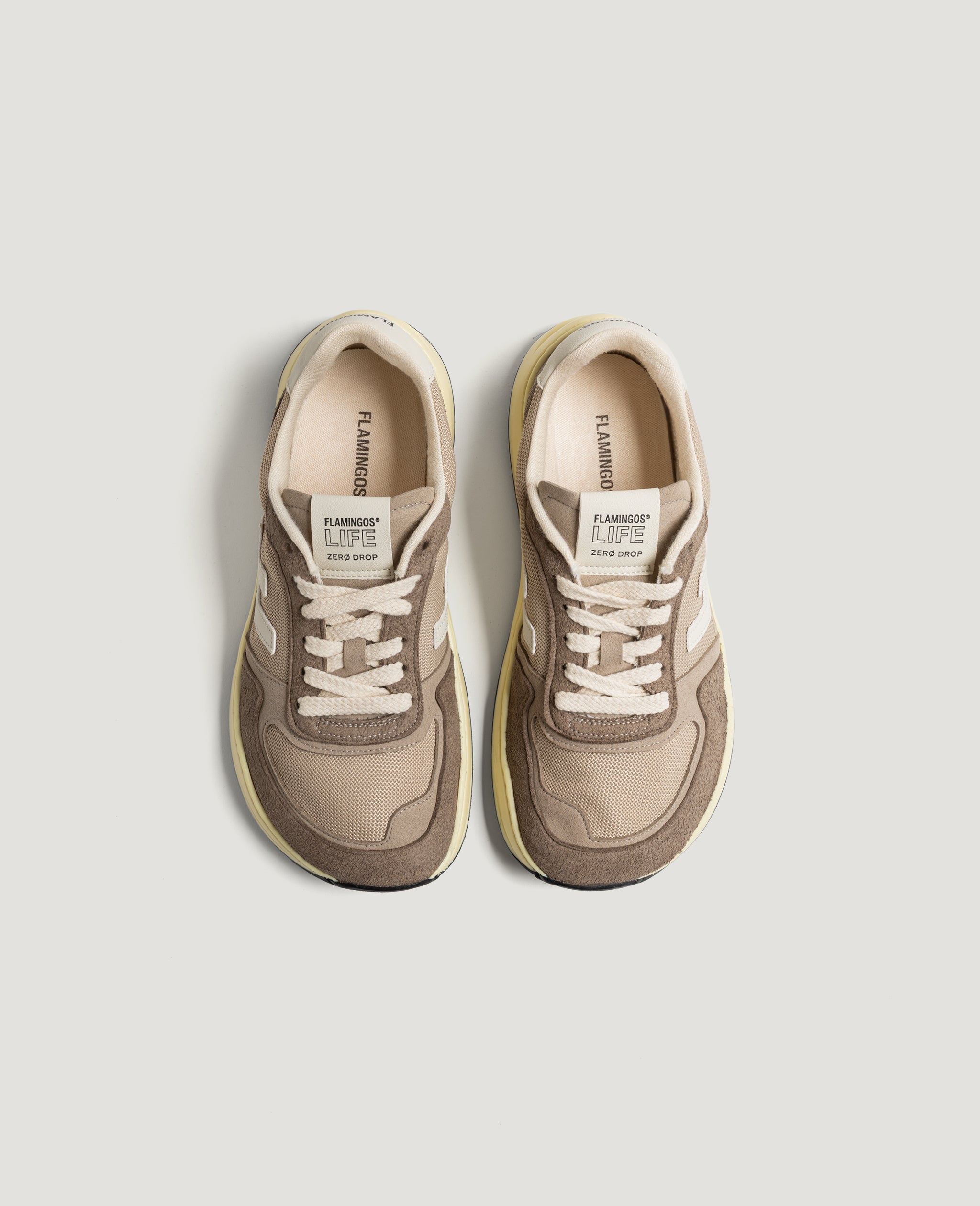Flamingos Life Zero Drop Taupe Vanilla sneakers barefoot beige
