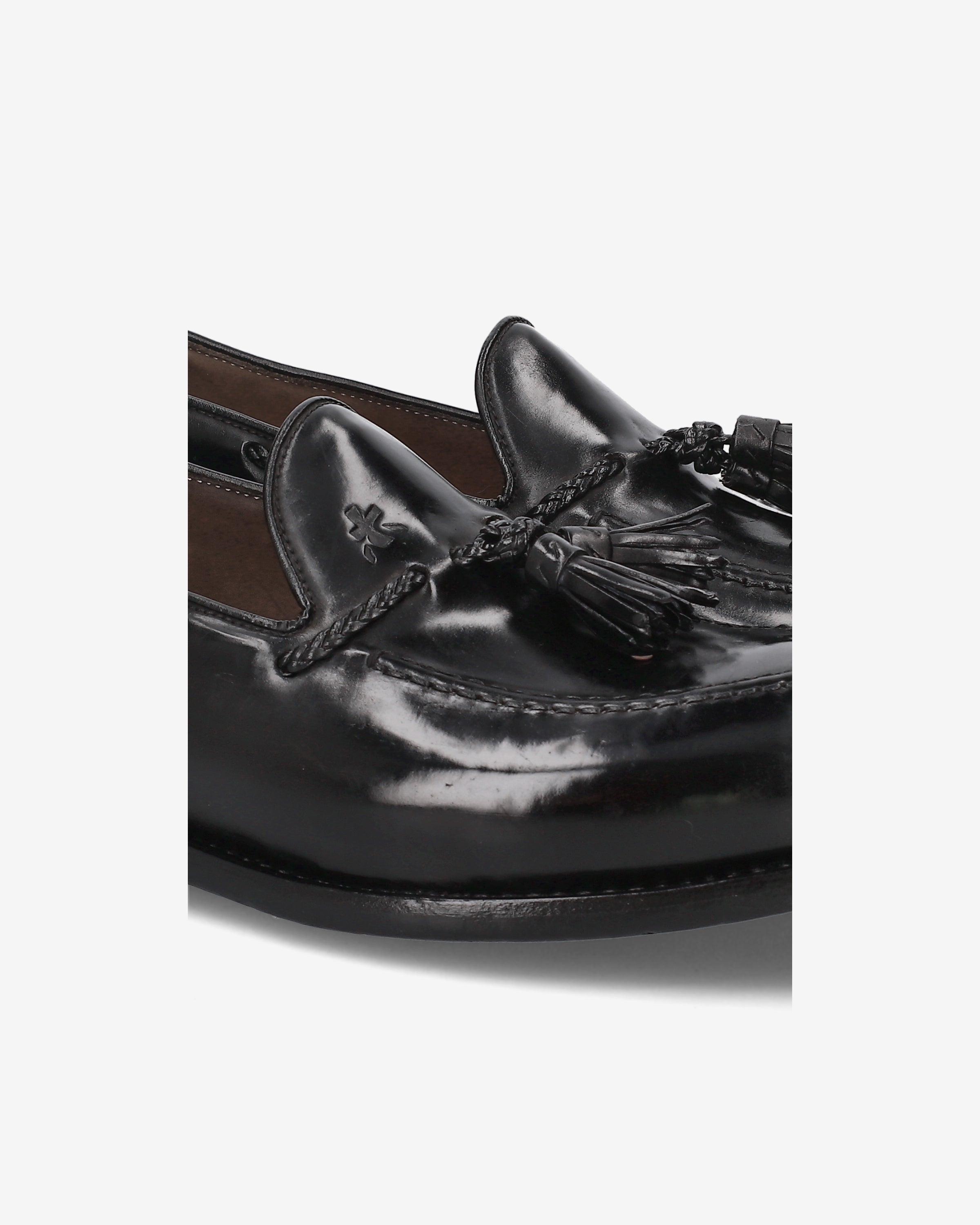 Premiata Loafers Mocassin Cuir Noir à Pompons