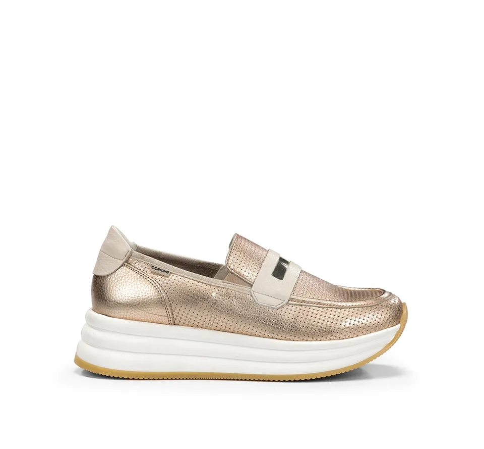 Fluchos Dorking Draz D9243 mocassins doré plateforme