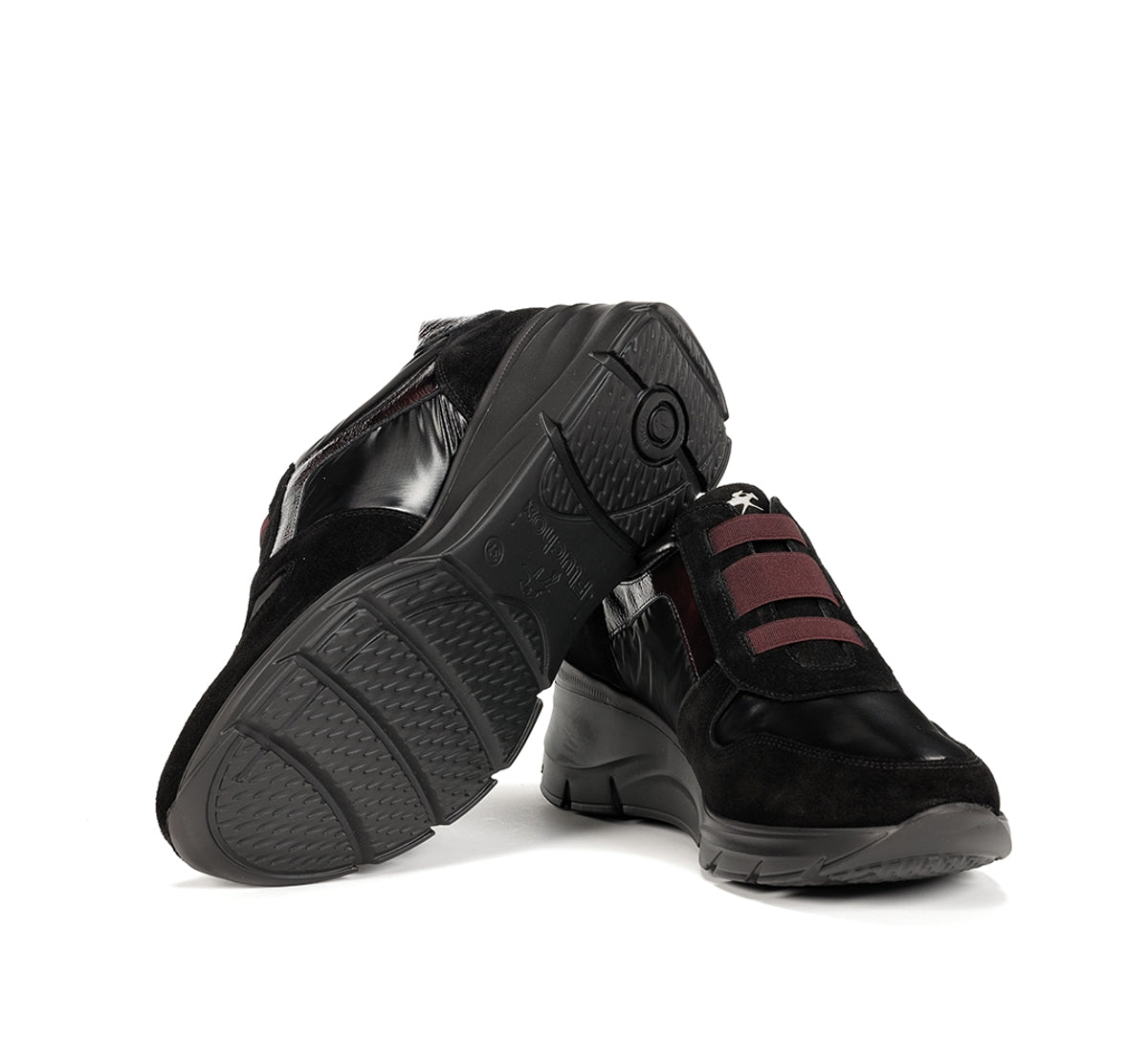 Fluchos Olas F1509 baskets noires femme cuir compensé