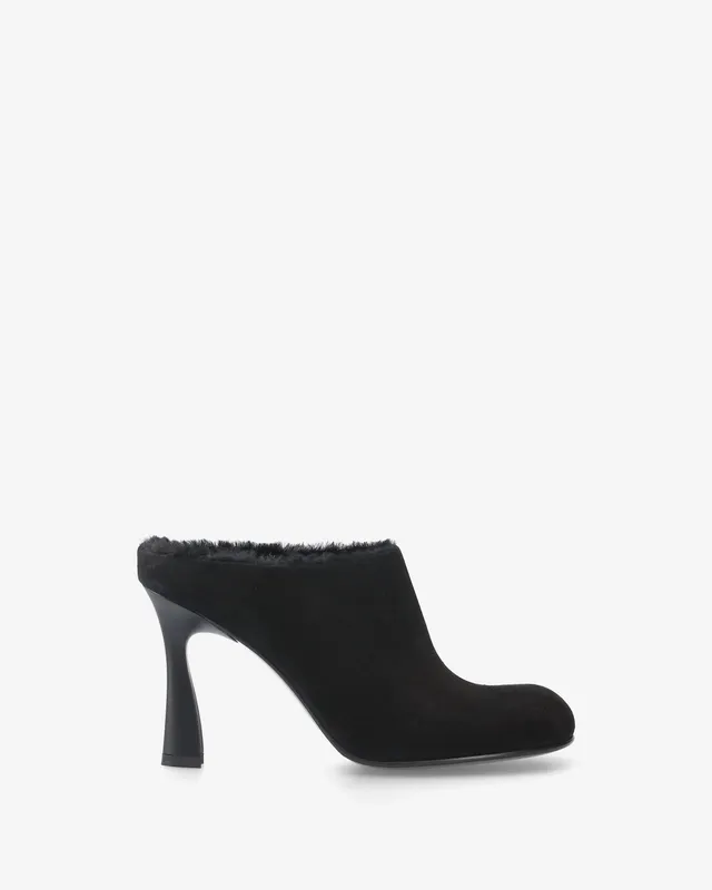 Premiata sabots cuir fourrés noirs femme