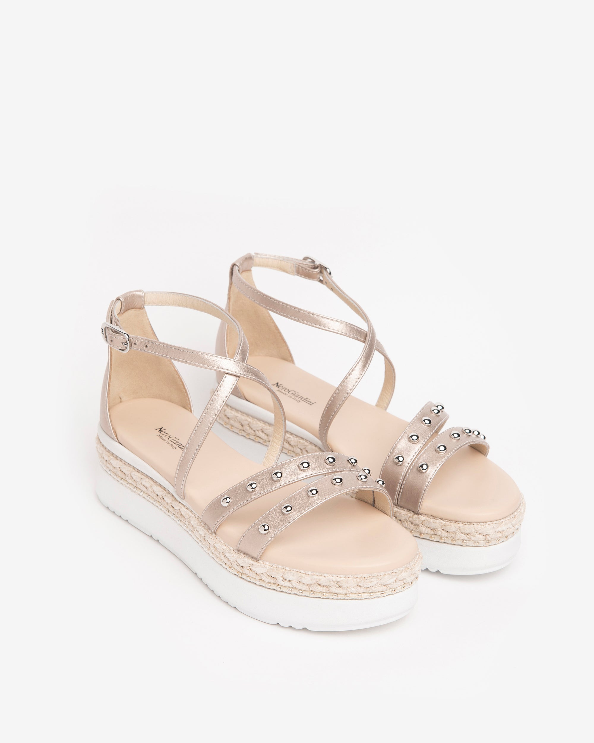 Nero Giardini Sandals sandales cuir femme compensées cloutées