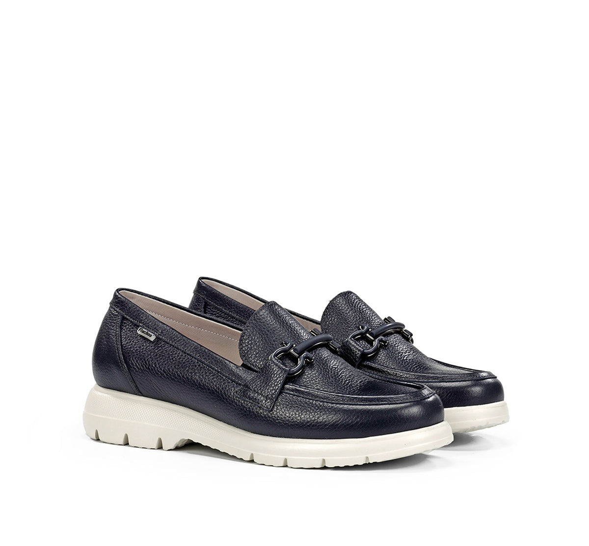 Fluchos Gladis F1936 mocassin bleu femme cuir léger