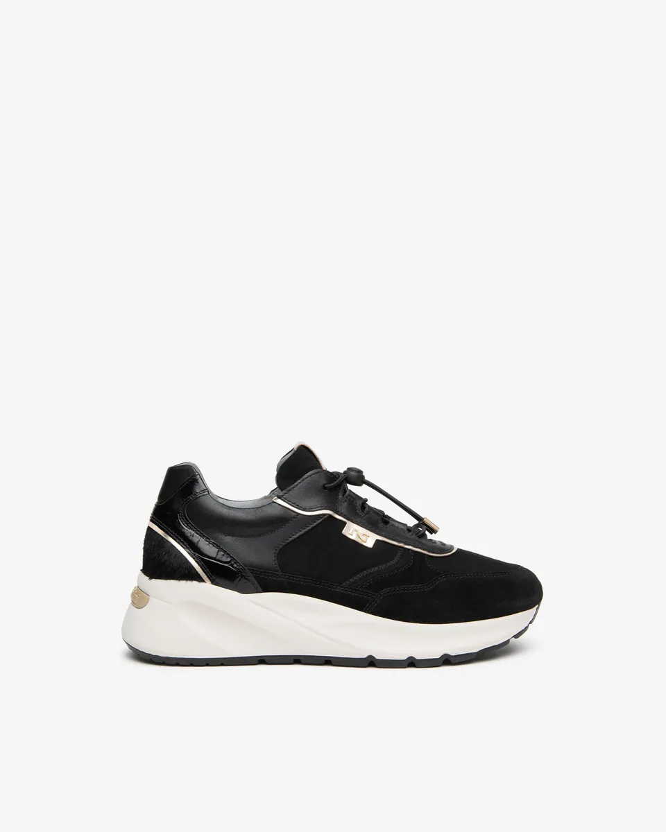 Nero Giardini Sneakers femme cuir toile semelle 45 mm