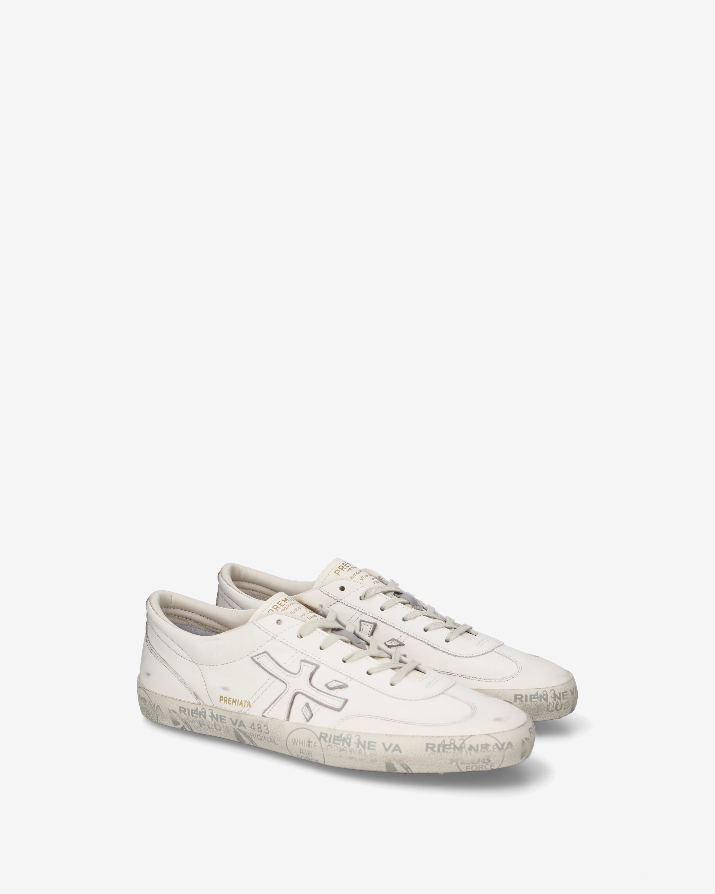 Premiata David 8091 Basket Cuir Blanc Homme