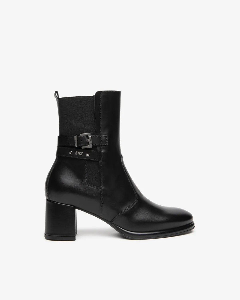 Nero Giardini Bottines Cuir Tissu Femme 38 Talon 6 cm