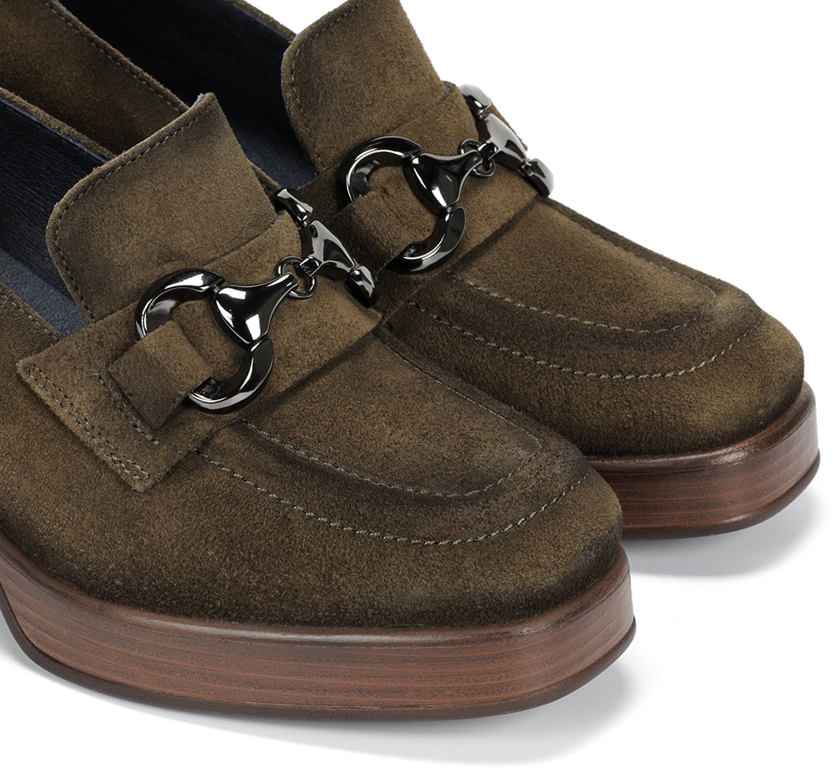 Dorking Cristel D9155 mocassins femme verts plateforme
