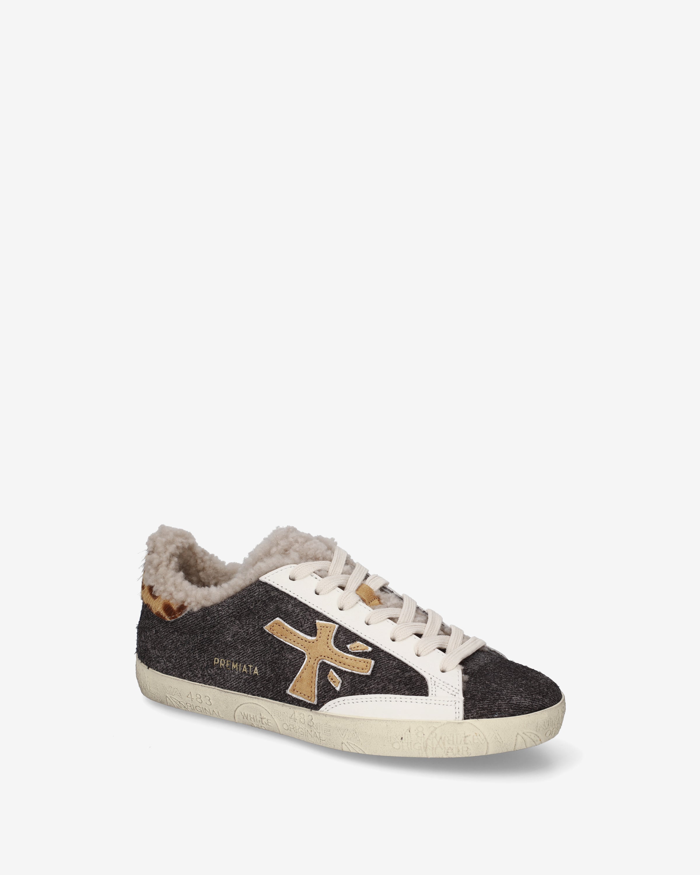 Premiata Stevend 8495m baskets gris fourrure femme