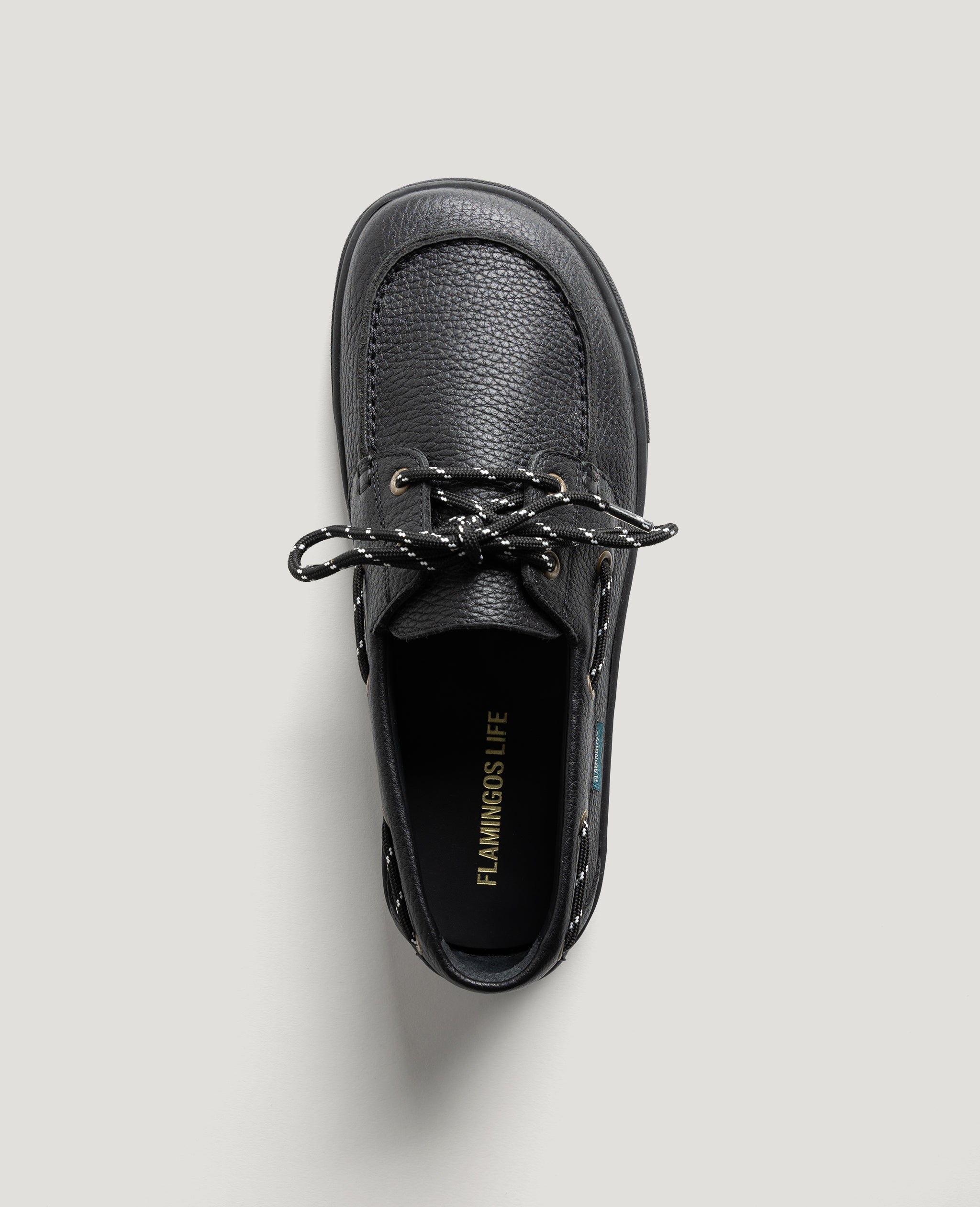 Flamingos Life Zero Boat Black chaussures bateau noir cuir