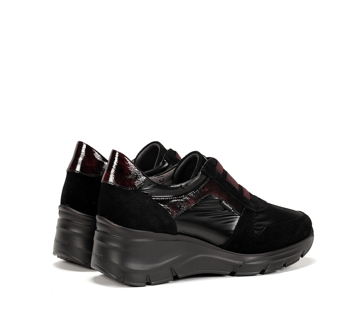 Fluchos Olas F1509 baskets noires femme cuir compensé