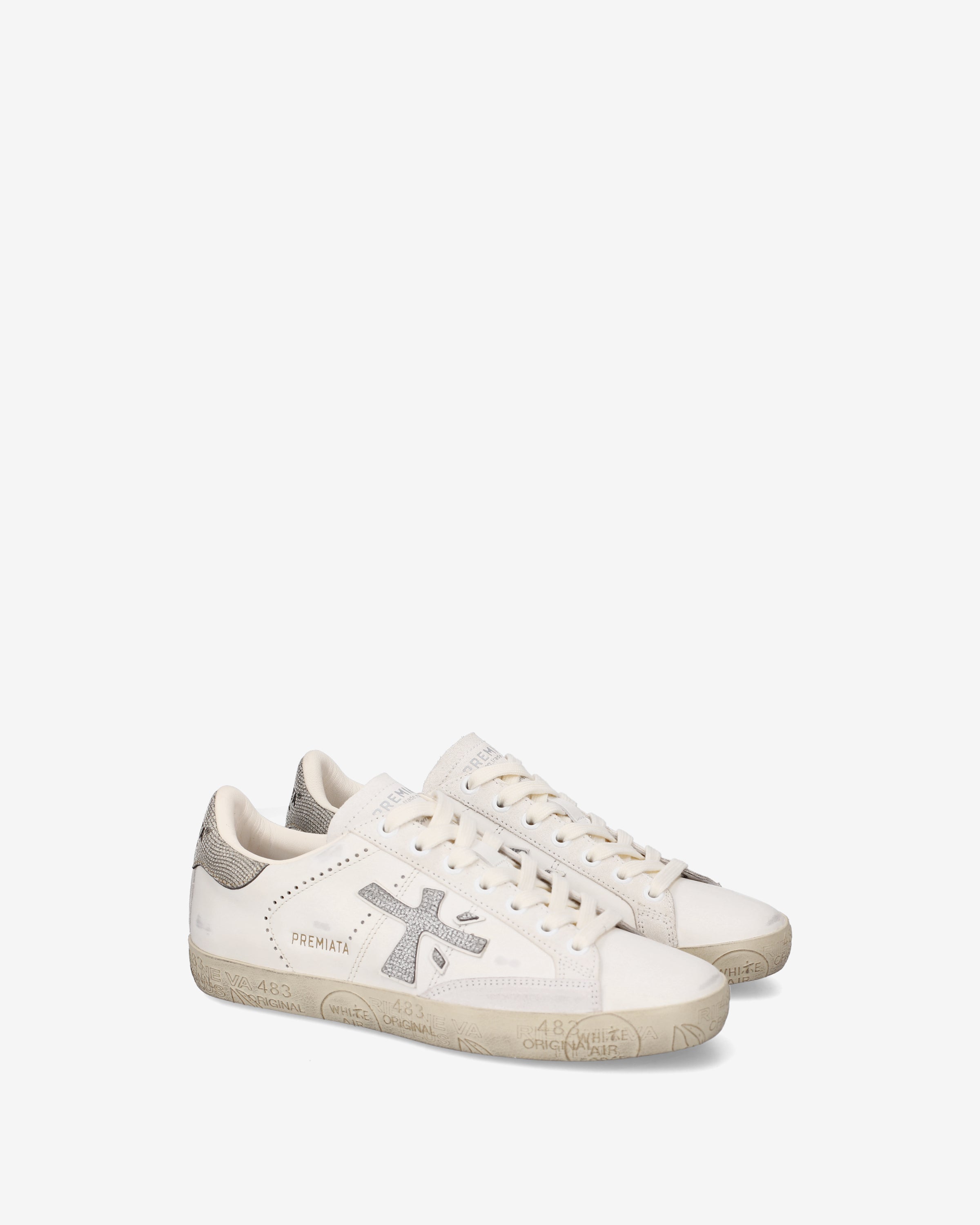 Premiata Stevend 8127 sneakers cuir blanc argent femme