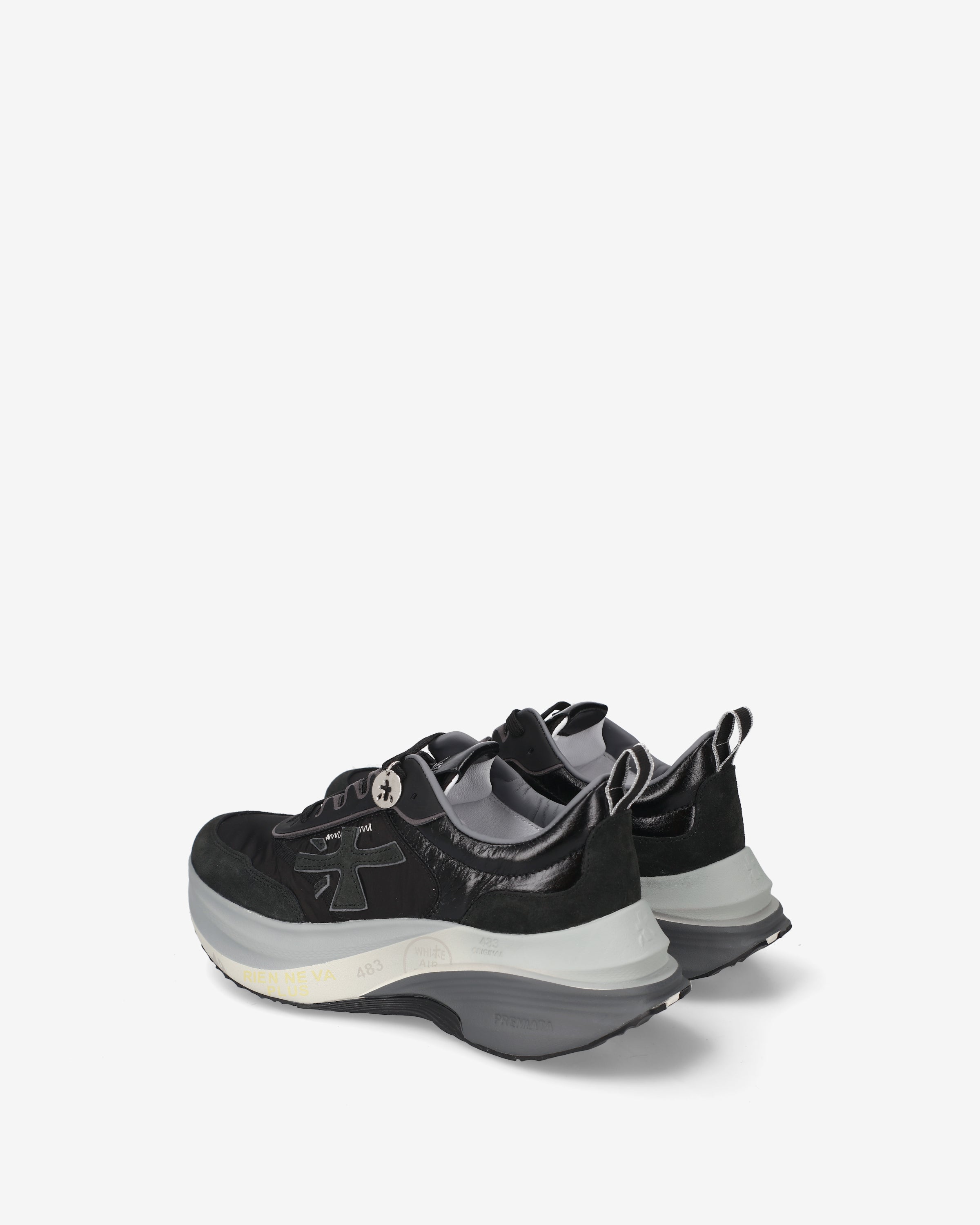 Premiata Hill 8524 sneakers femme cuir daim noir semelle 5cm