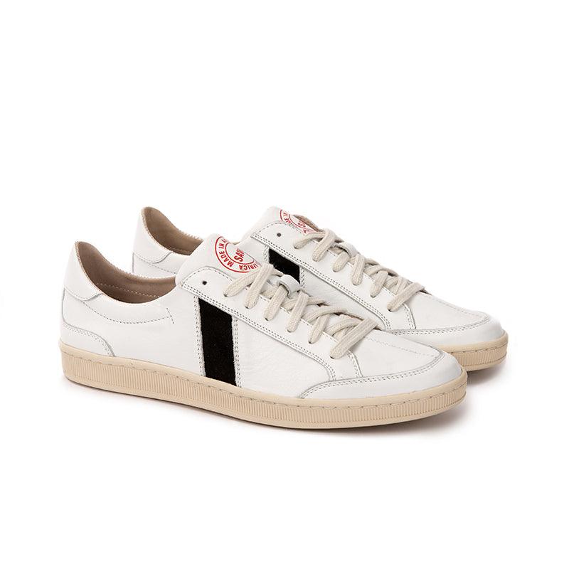 SAWA Lafrica Leather White Blue chaussure cuir blanc bleu