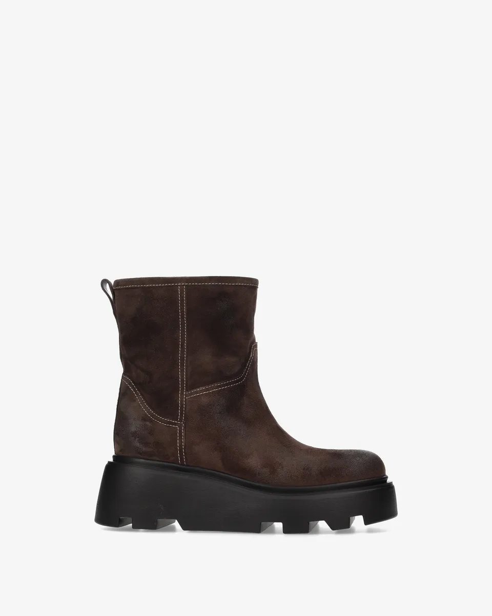Premiata Boots bottines croûte mocha fourrées femme