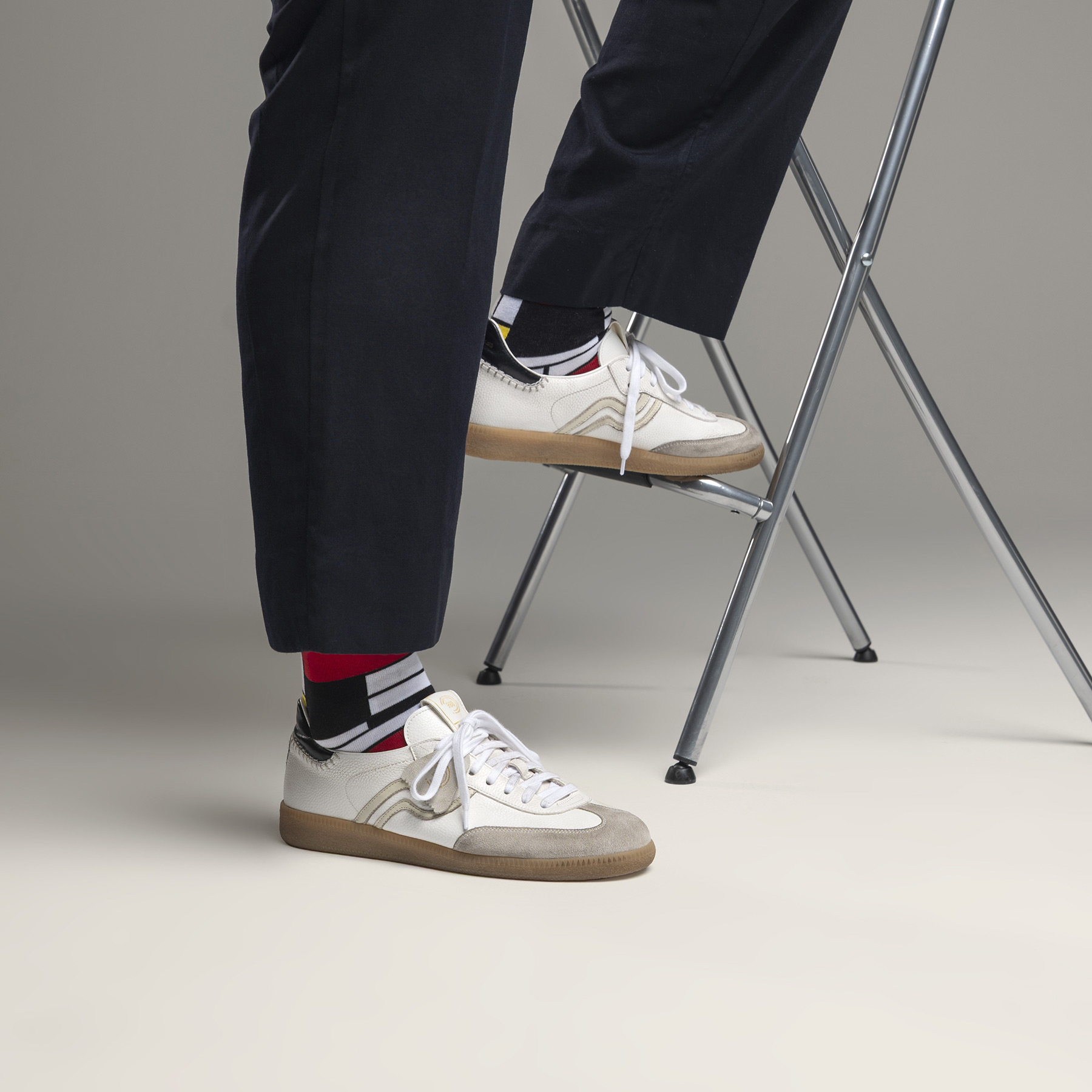 Primabase Polo sneakers cuir blanc confort