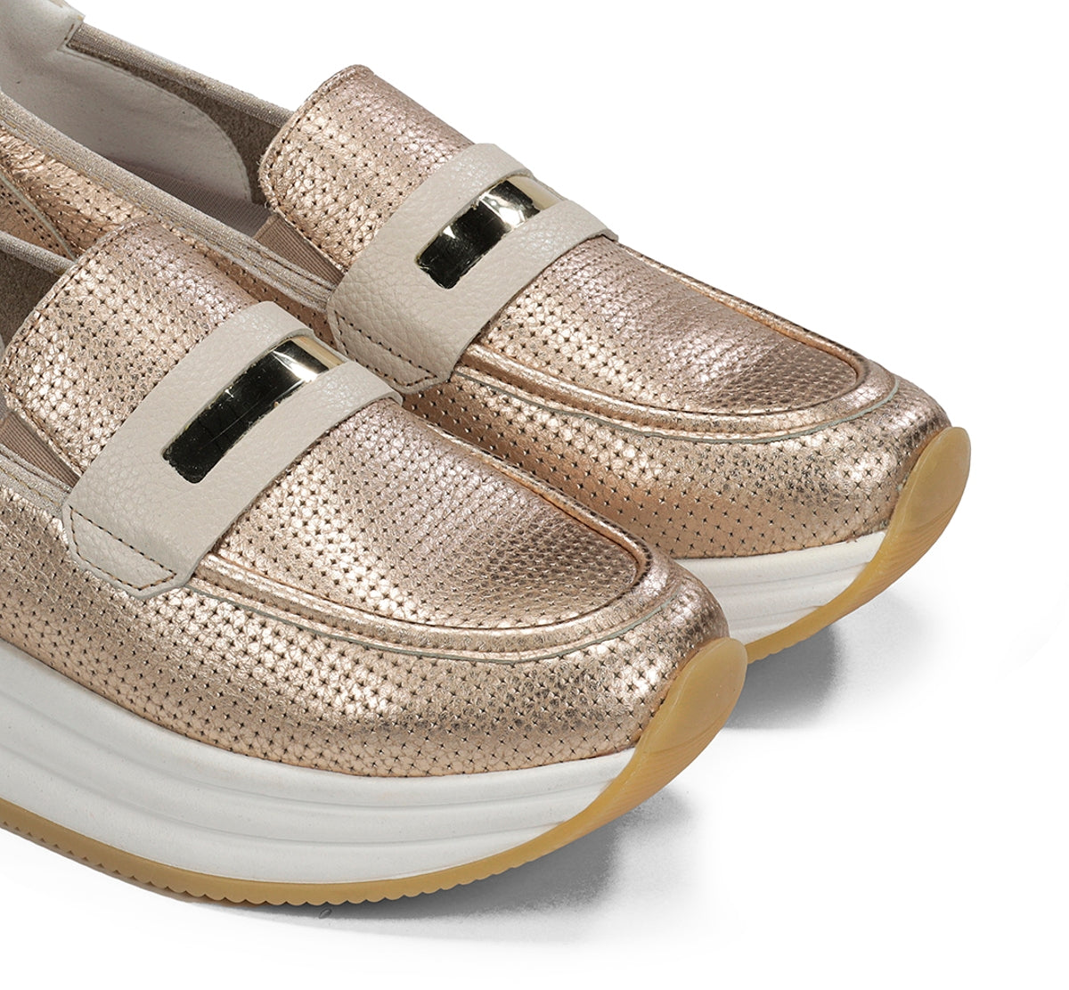 Fluchos Dorking Draz D9243 mocassins doré plateforme