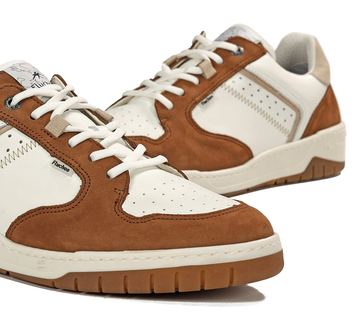 Fluchos Roger F1954 basket homme marron cuir perforé