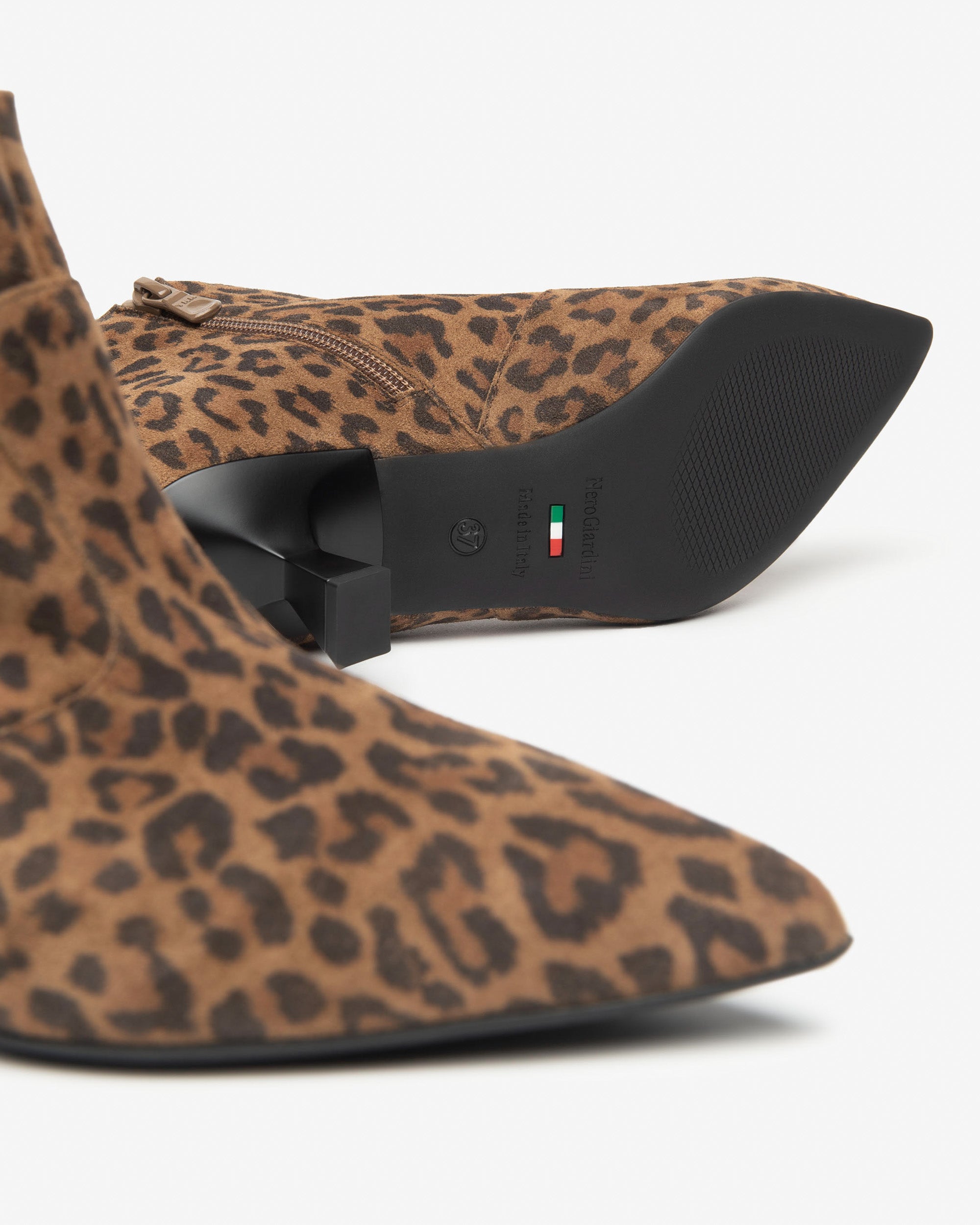 Nero Giardini Bottines femme daim léopard talon 5 cm