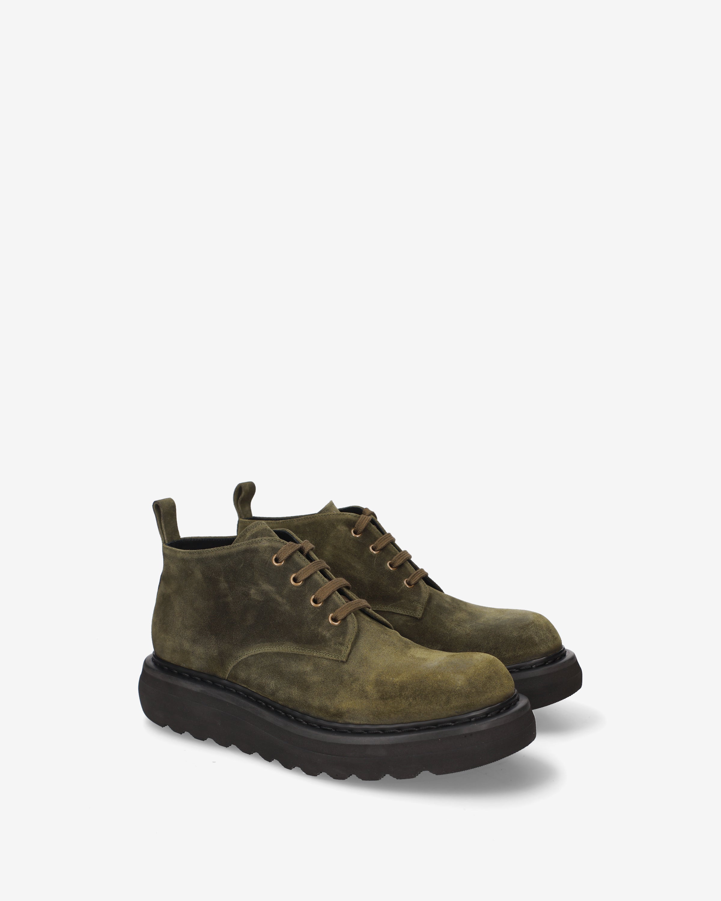 Premiata Boots olive lacets plateforme daim