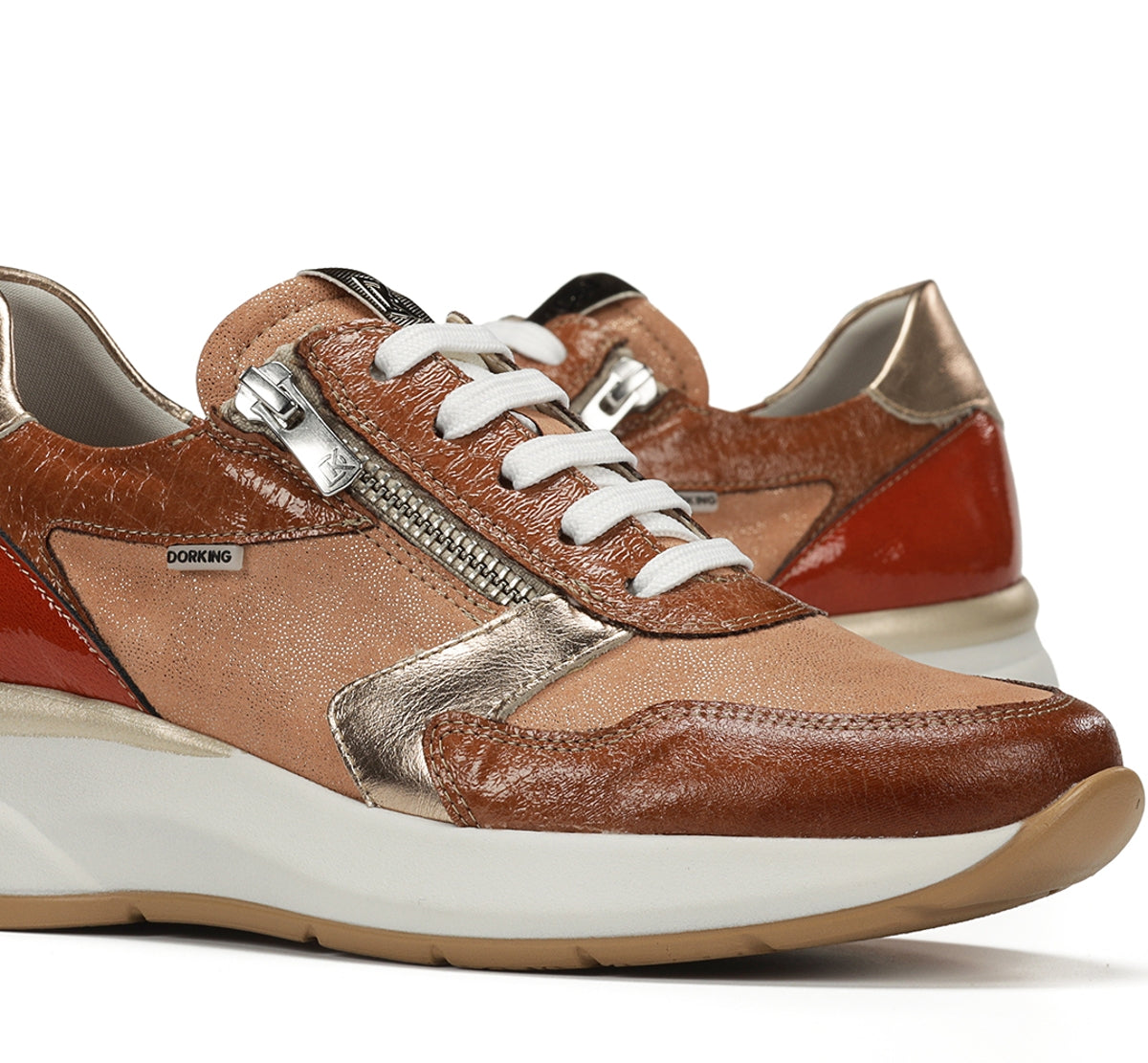 Dorking Flix D9673 baskets femme marron compensées