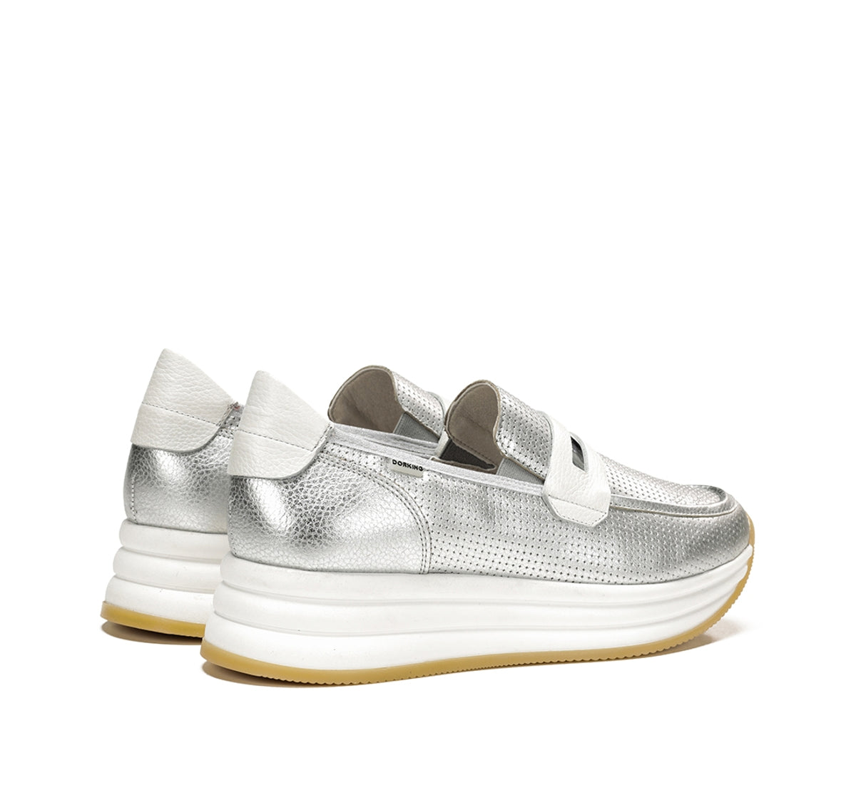Dorking Draz D9243 mocassins femme argent plateforme