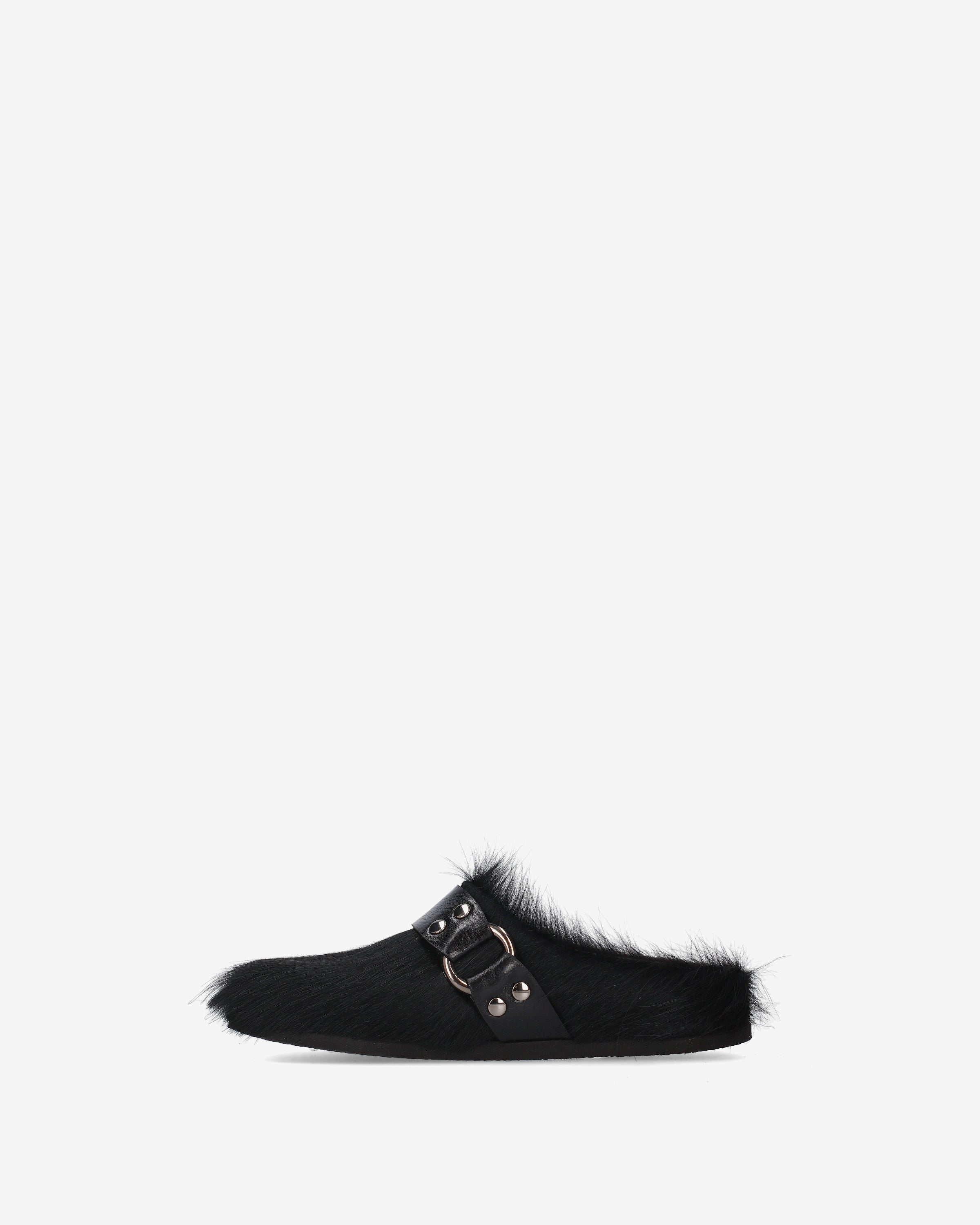 Premiata Black Fur Mules Mules Noir Cuir Poil